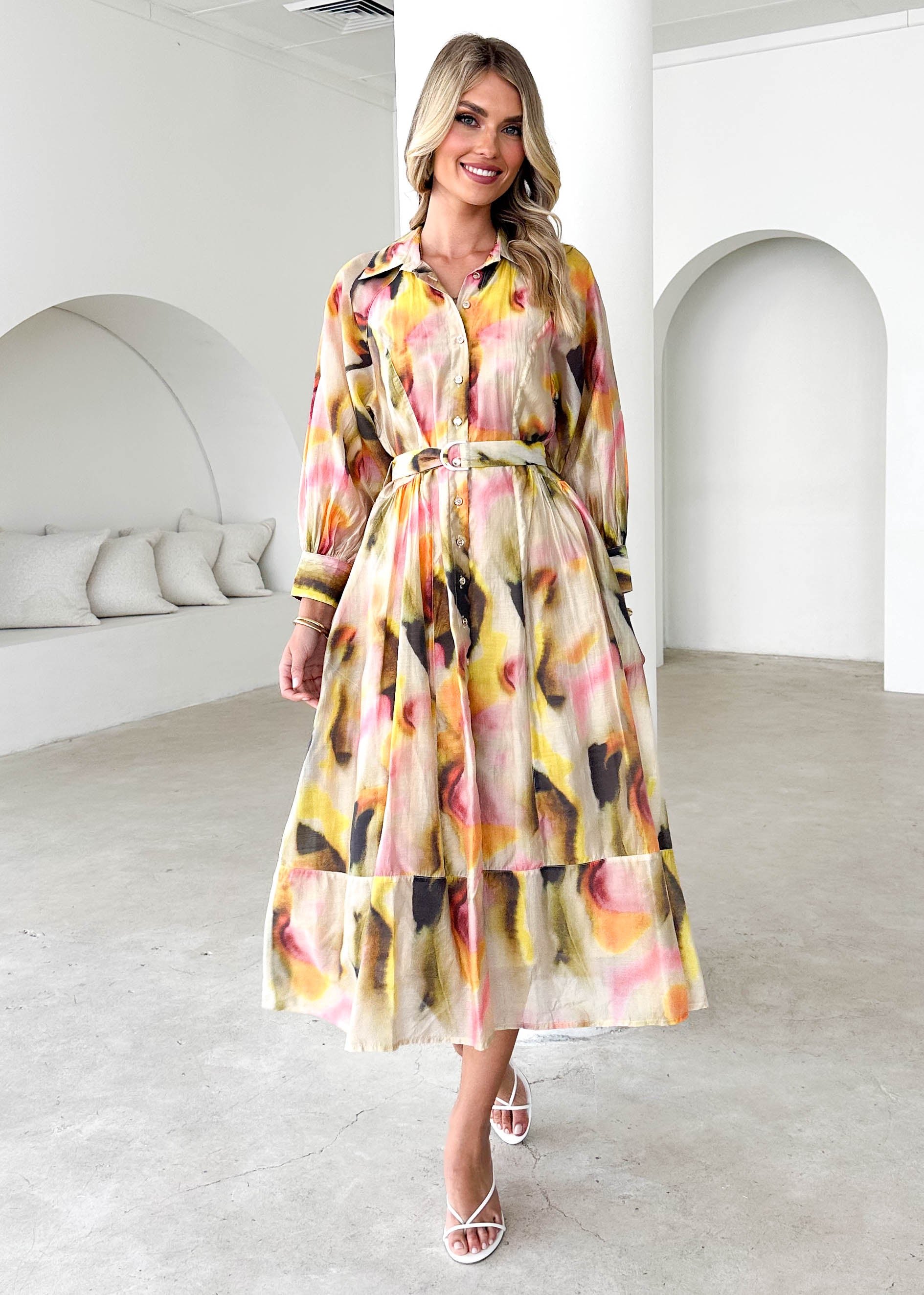 Bonnie Midi Dress - Lemon Splash