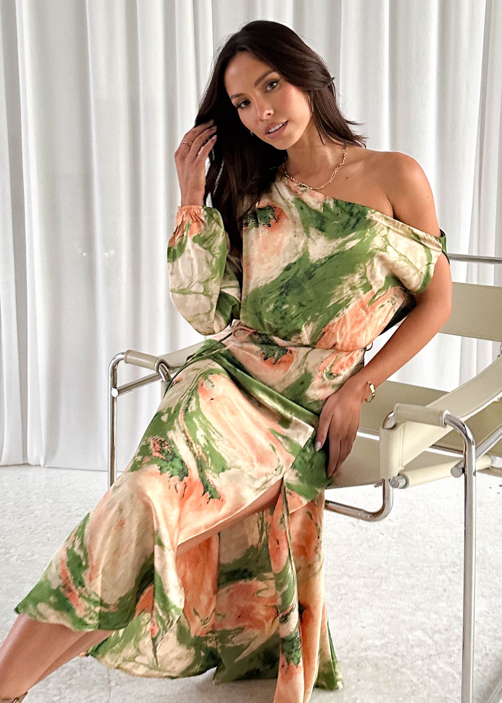 eleanor one shoulder tiered midi dress By Anthropologie One-Shoulder Tiered Midi Dress