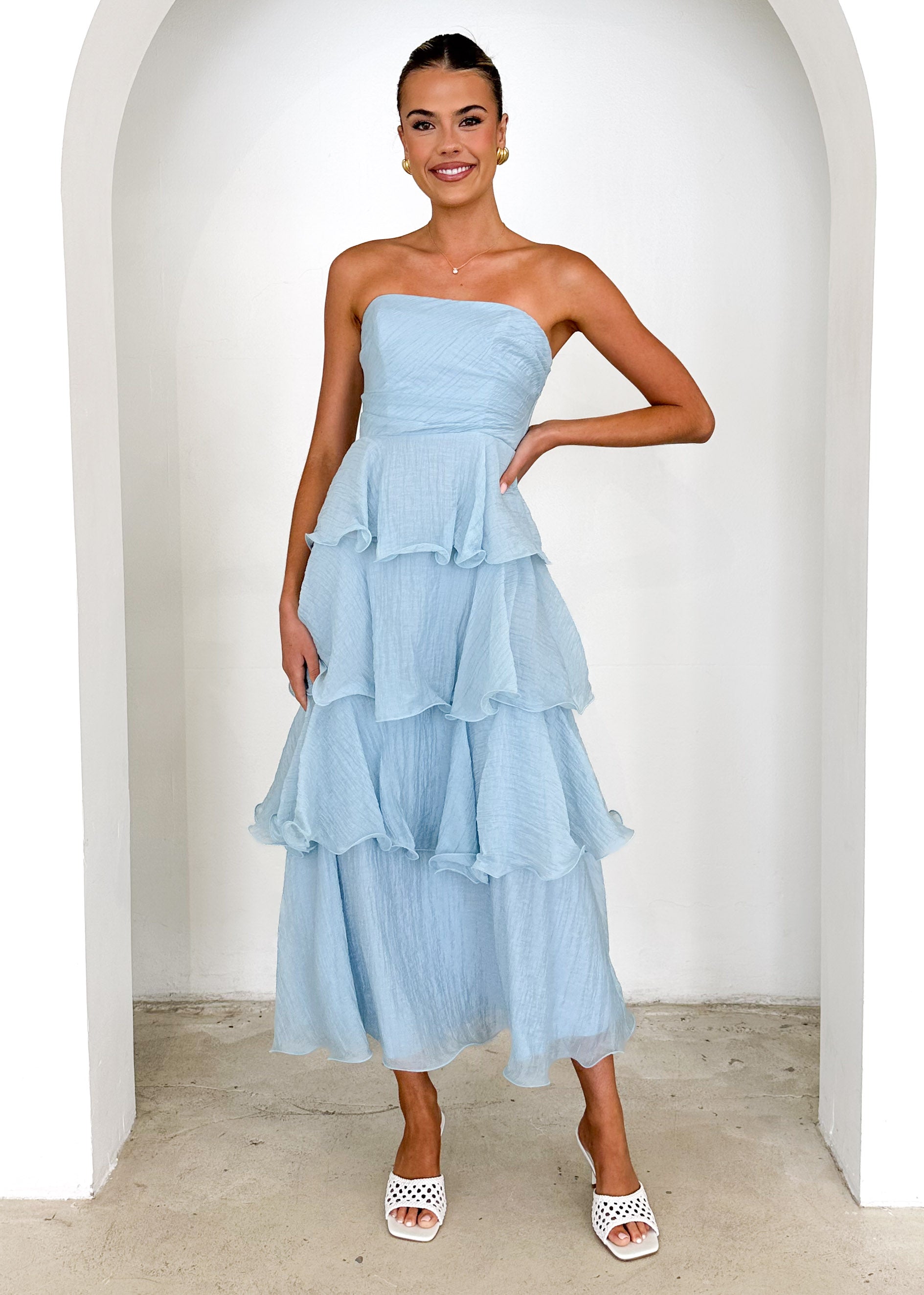 Neo Strapless Maxi Dress - Sky Blue