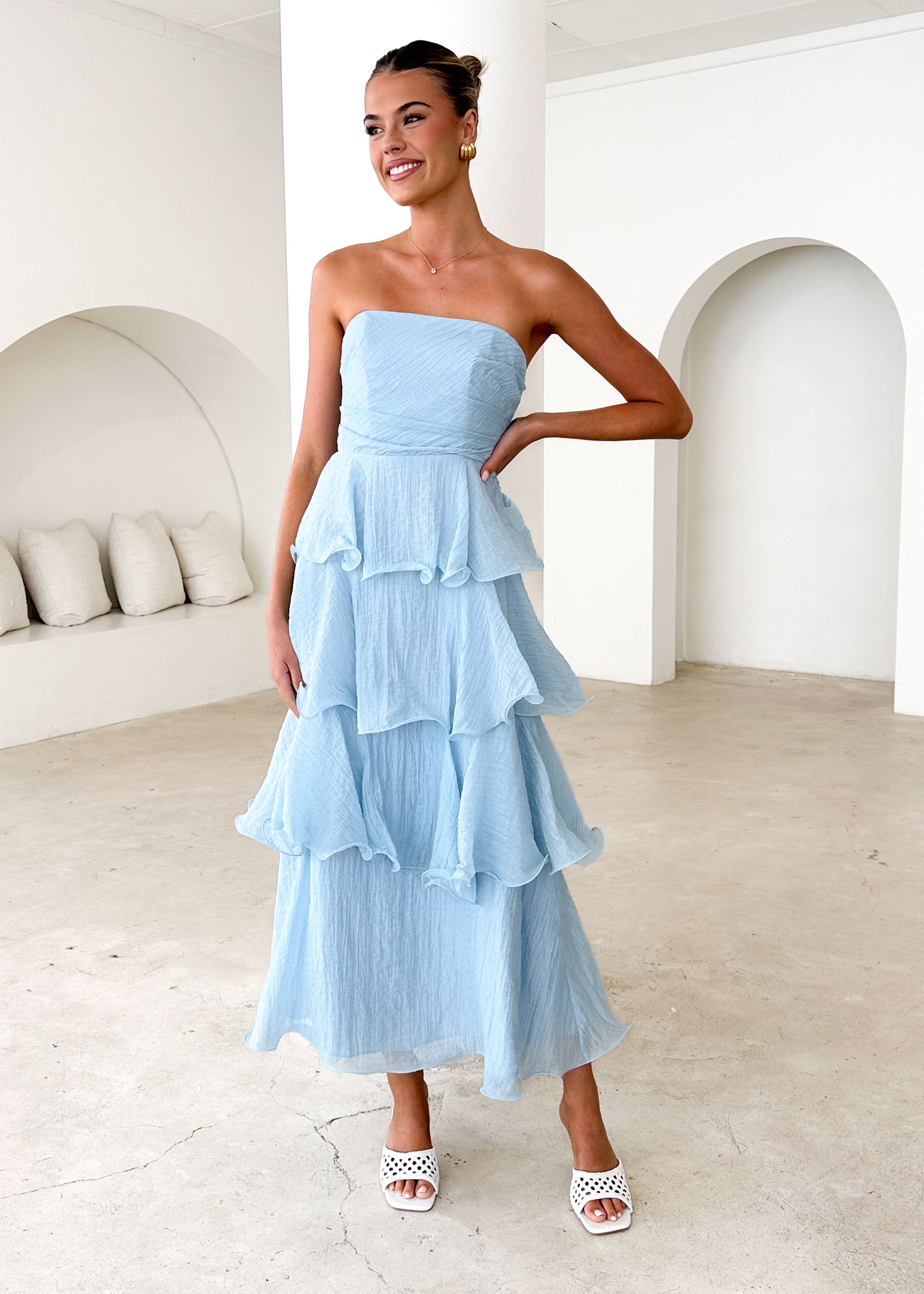 Neo Strapless Maxi Dress - Sky Blue