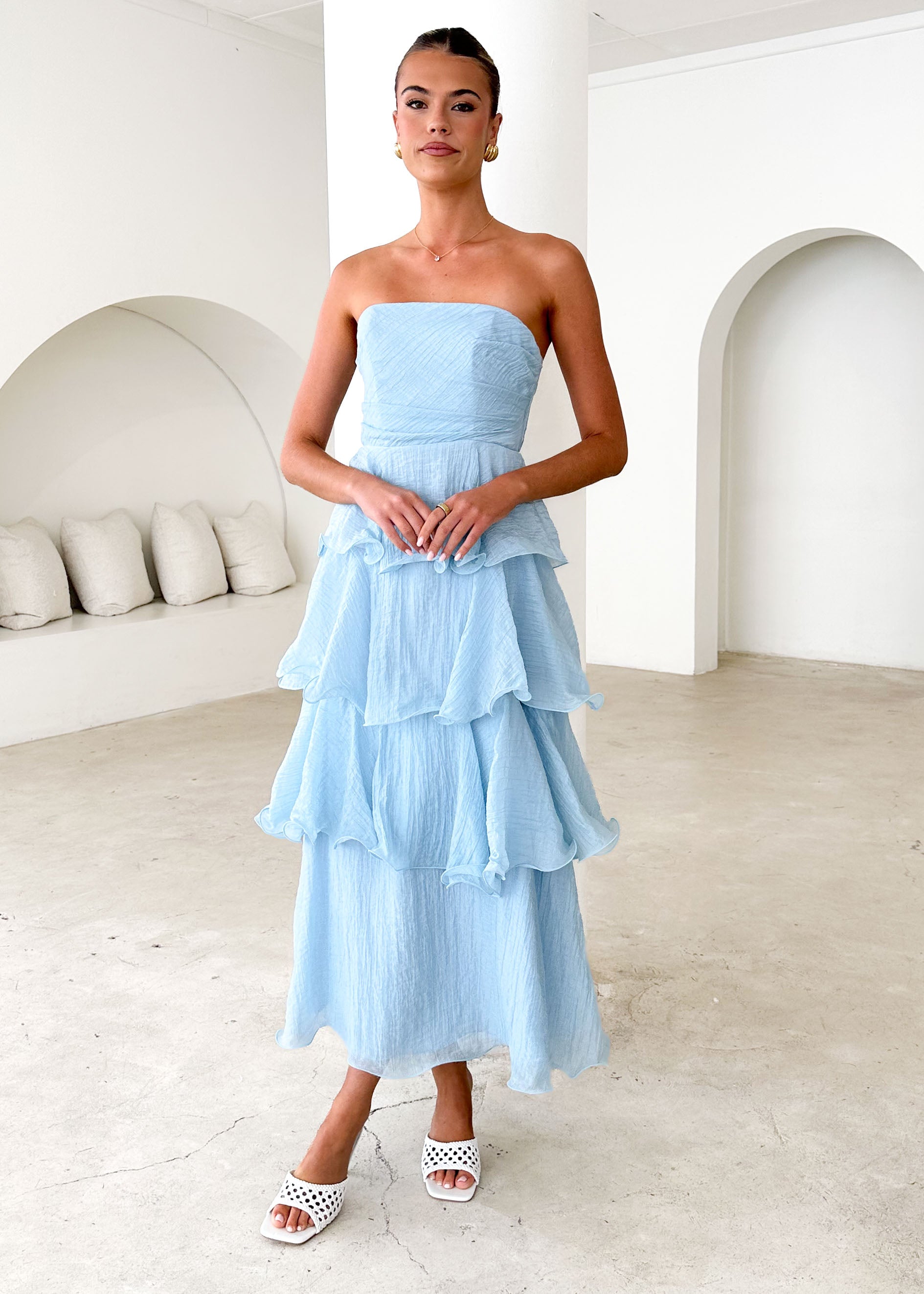 Neo Strapless Maxi Dress - Sky Blue