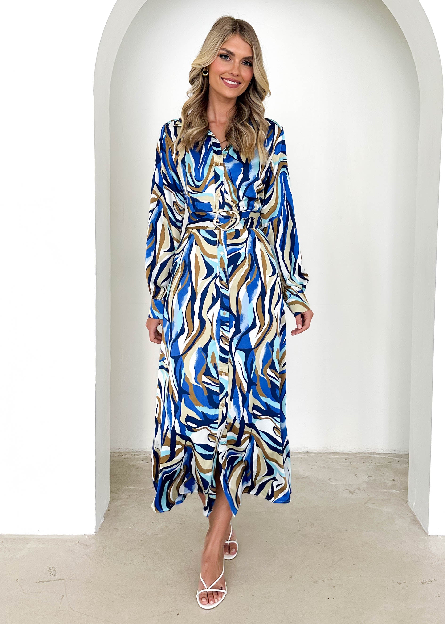 Maderra Midi Dress - Azure Safari