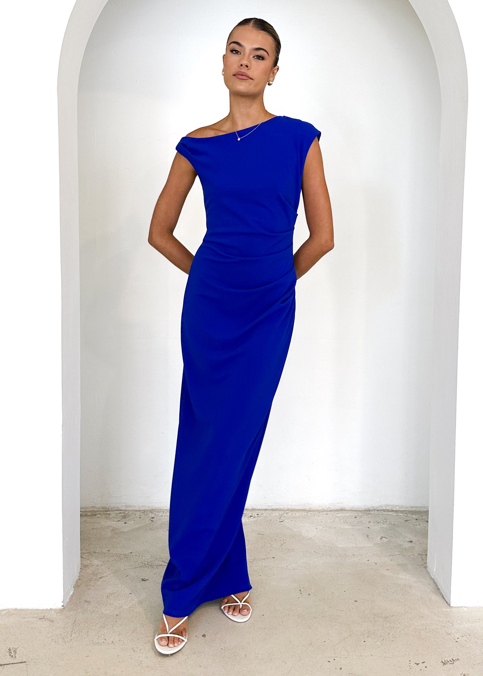 Carmella One Shoulder Maxi Dress - Cobalt