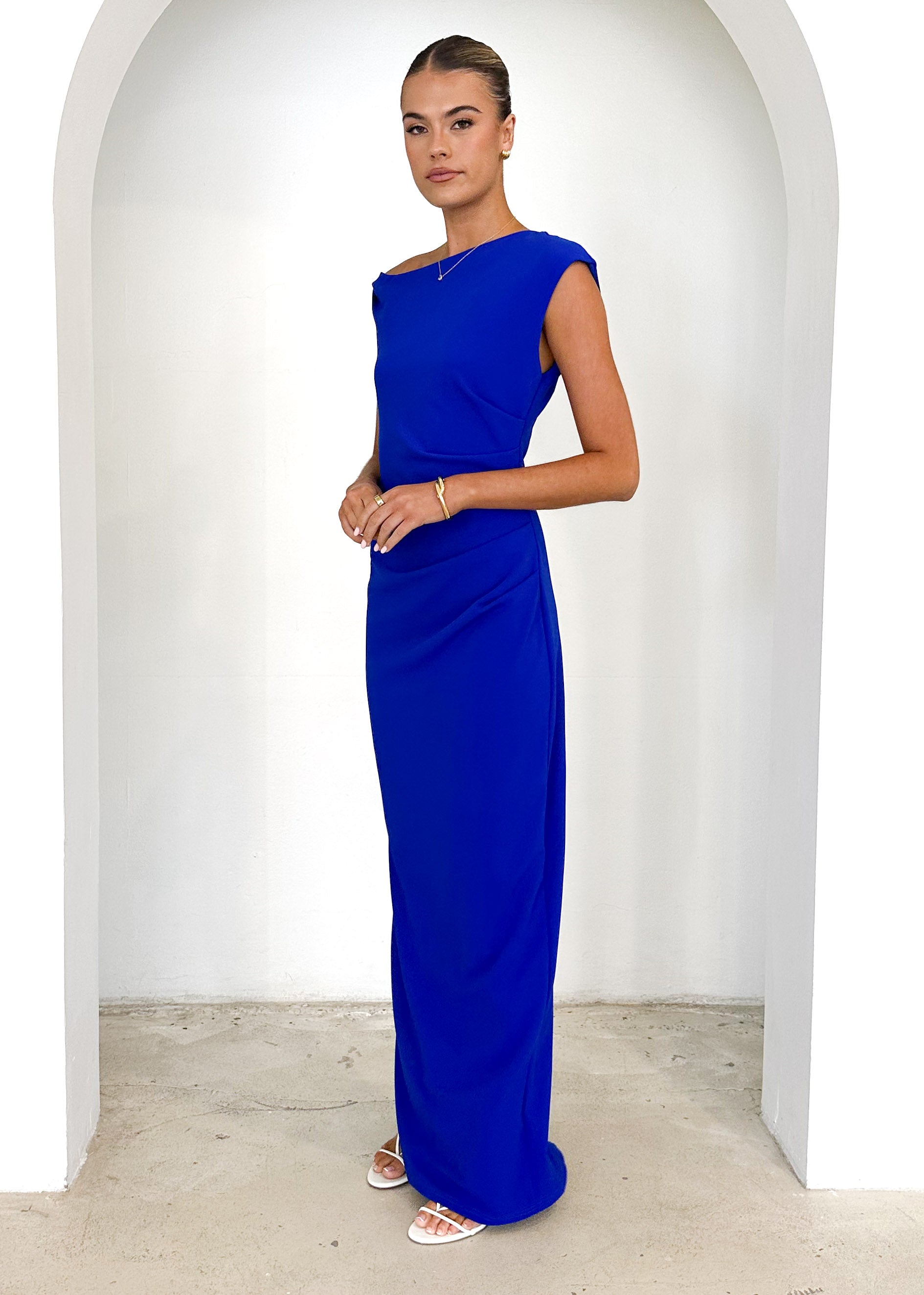 Carmella One Shoulder Maxi Dress - Cobalt