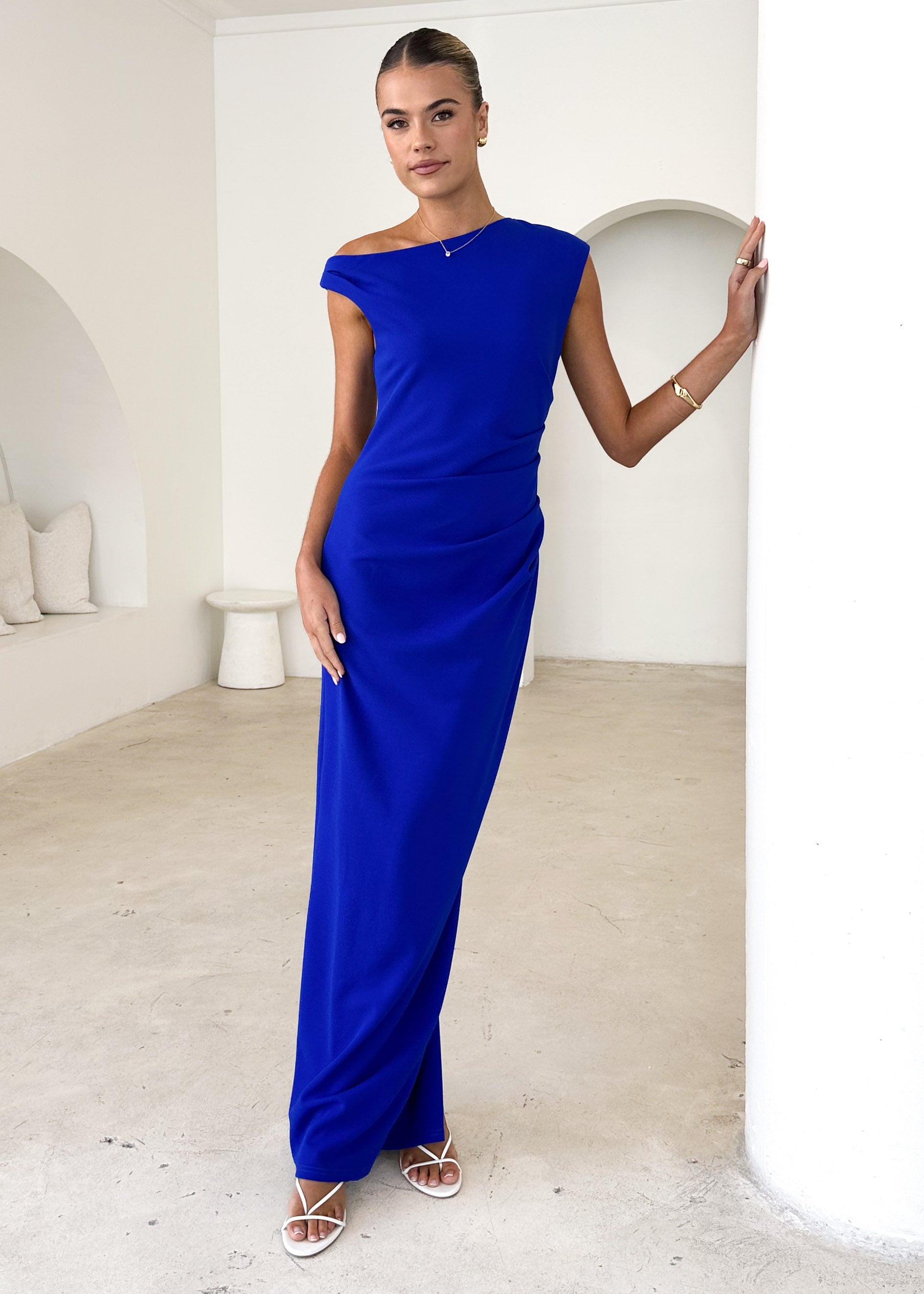 Carmella One Shoulder Maxi Dress - Cobalt