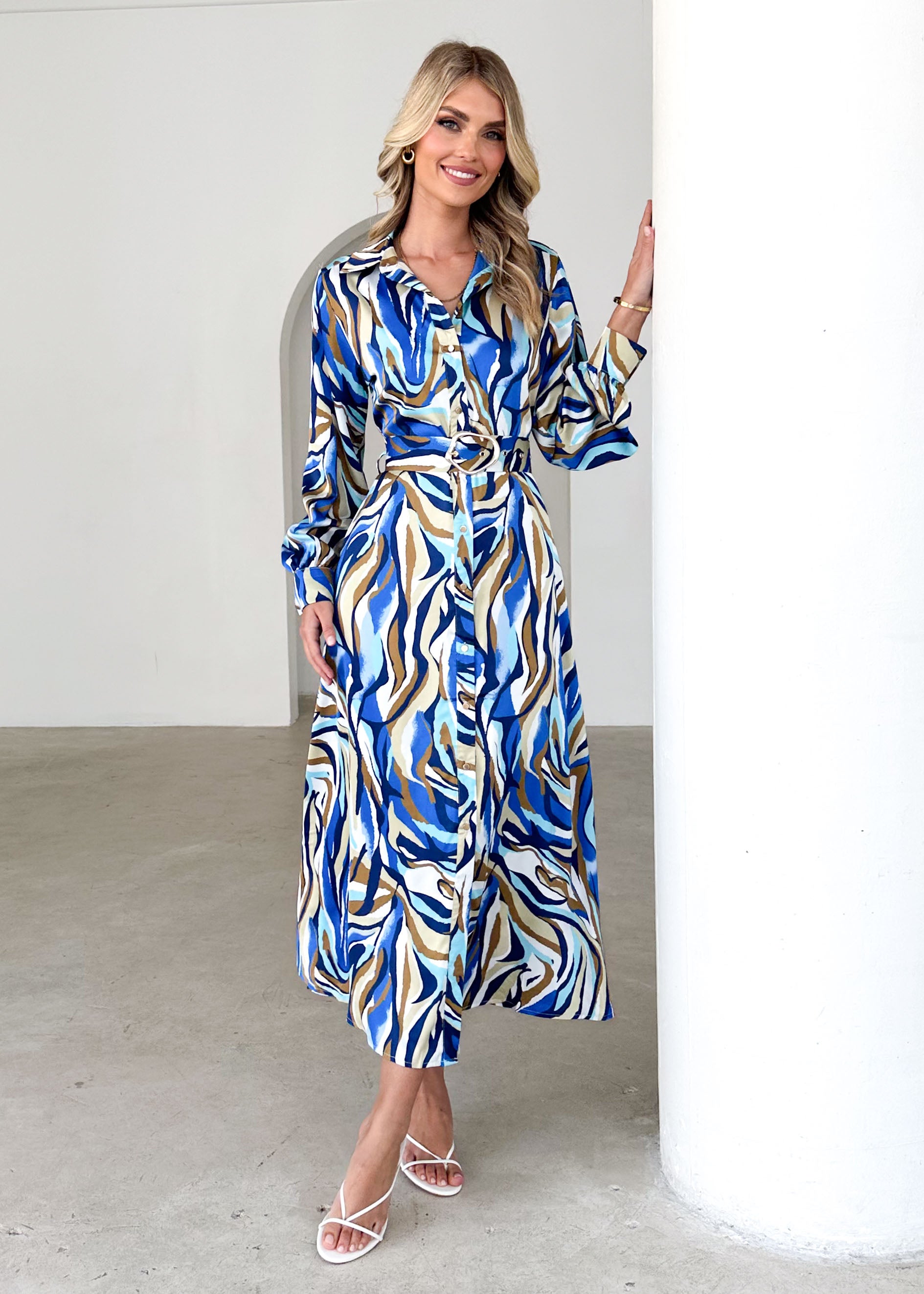 Maderra Midi Dress - Azure Safari