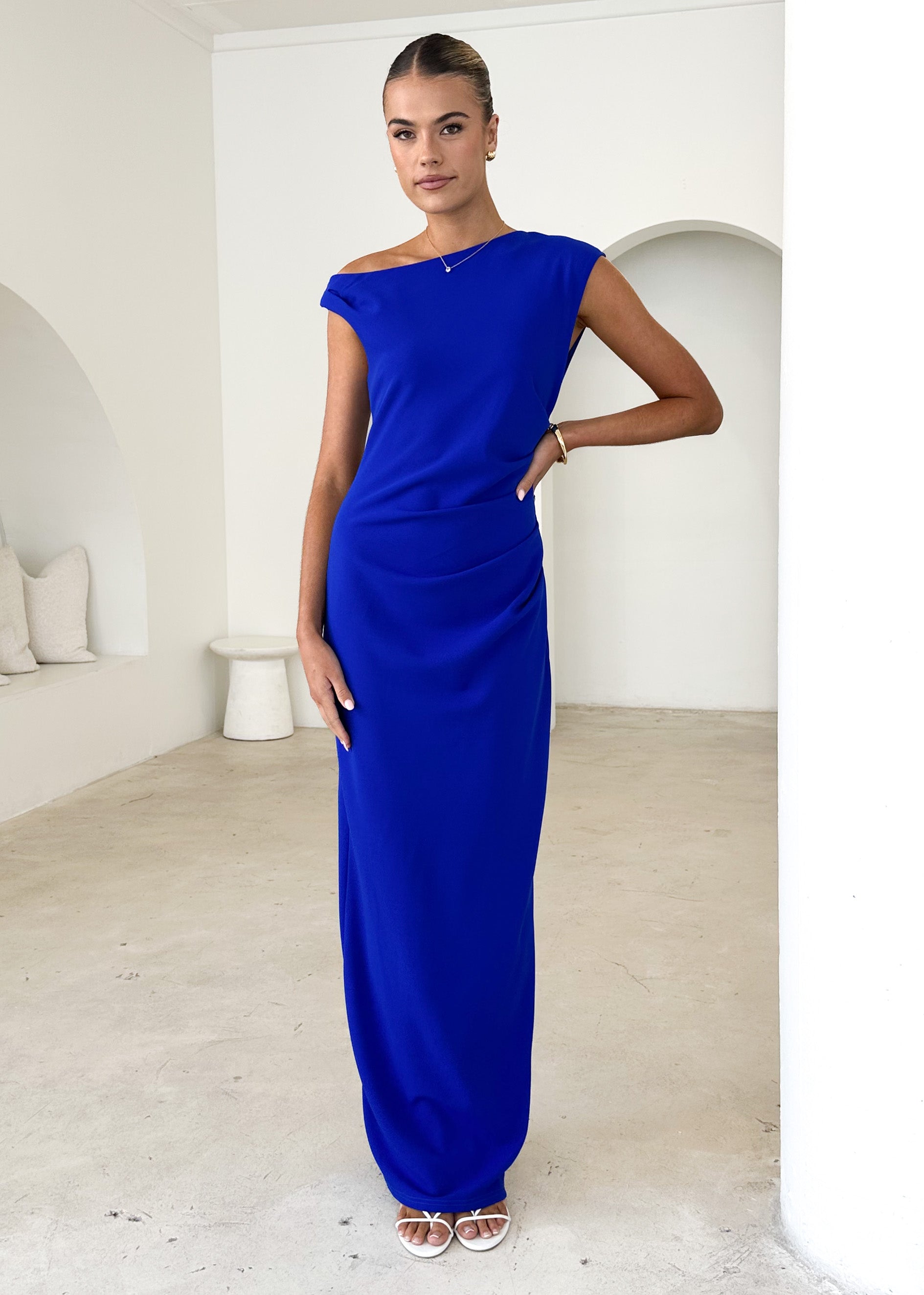 Carmella One Shoulder Maxi Dress - Cobalt