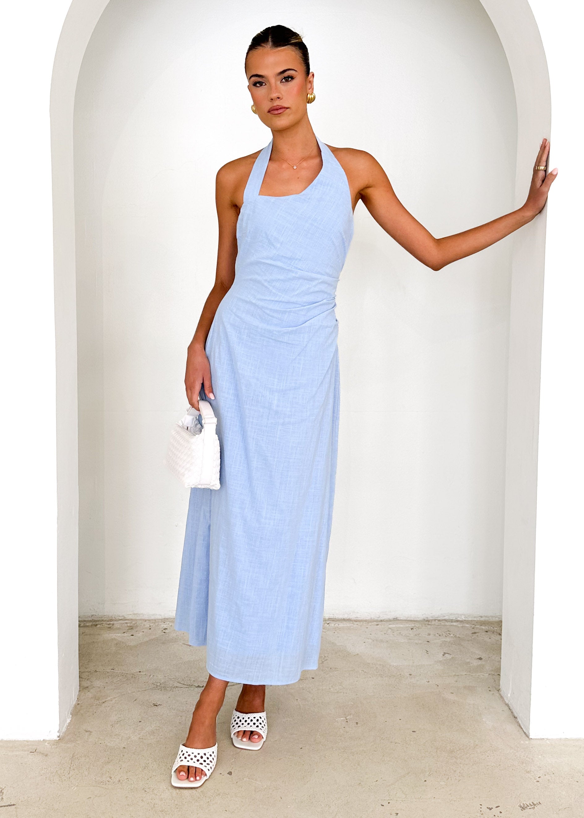 Aella Halter Maxi Dress - Powder Blue