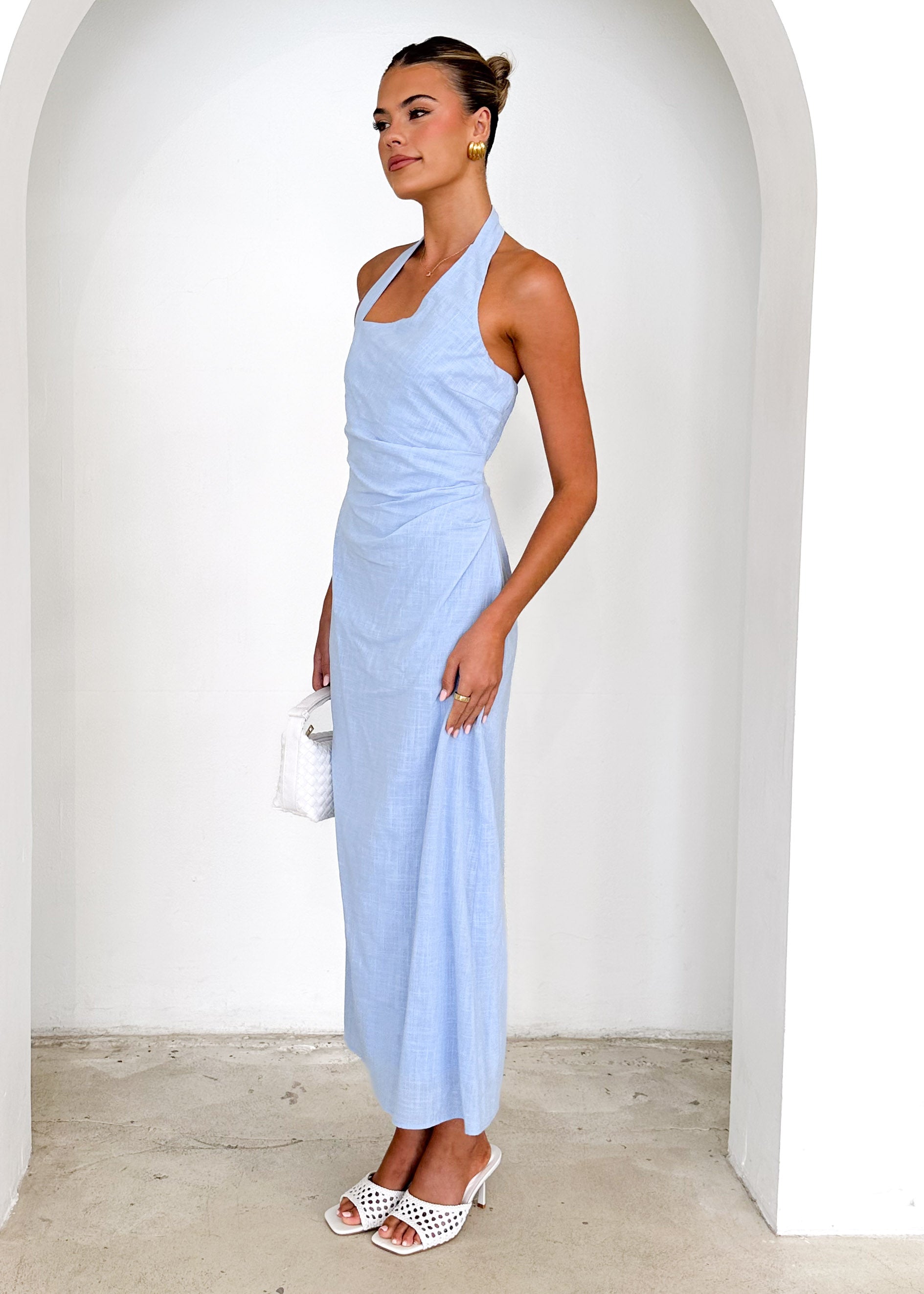 Aella Halter Maxi Dress - Powder Blue