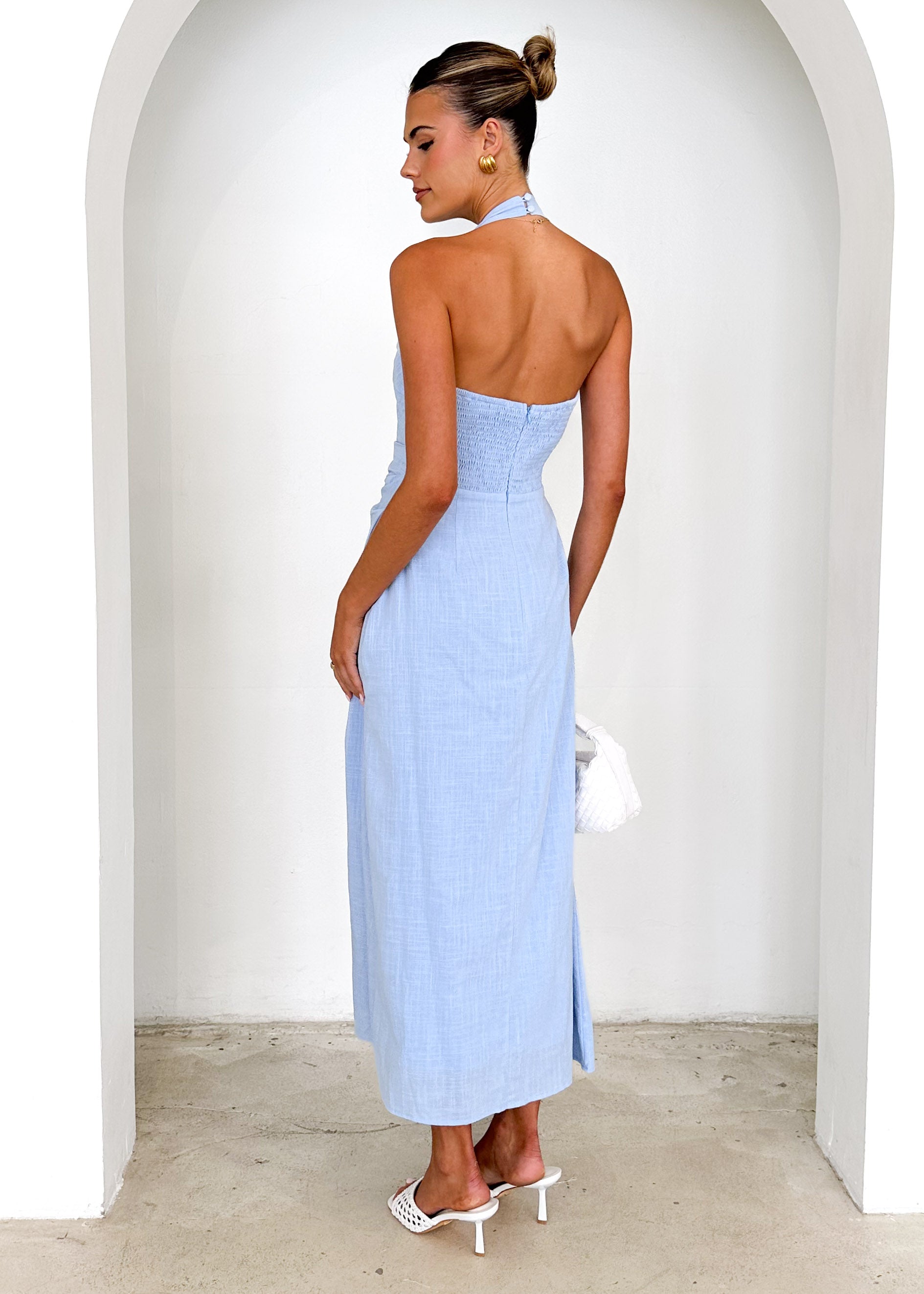 Aella Halter Maxi Dress - Powder Blue