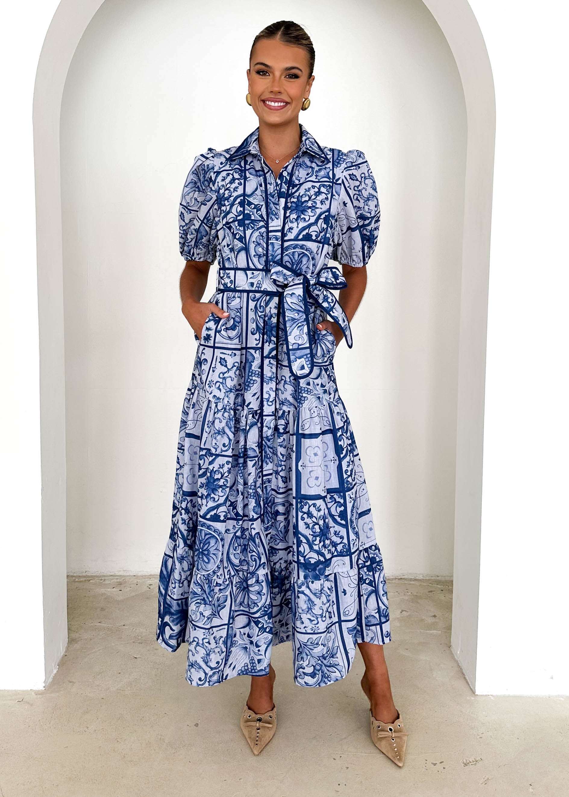 Deco Maxi Dress - Blue Tile