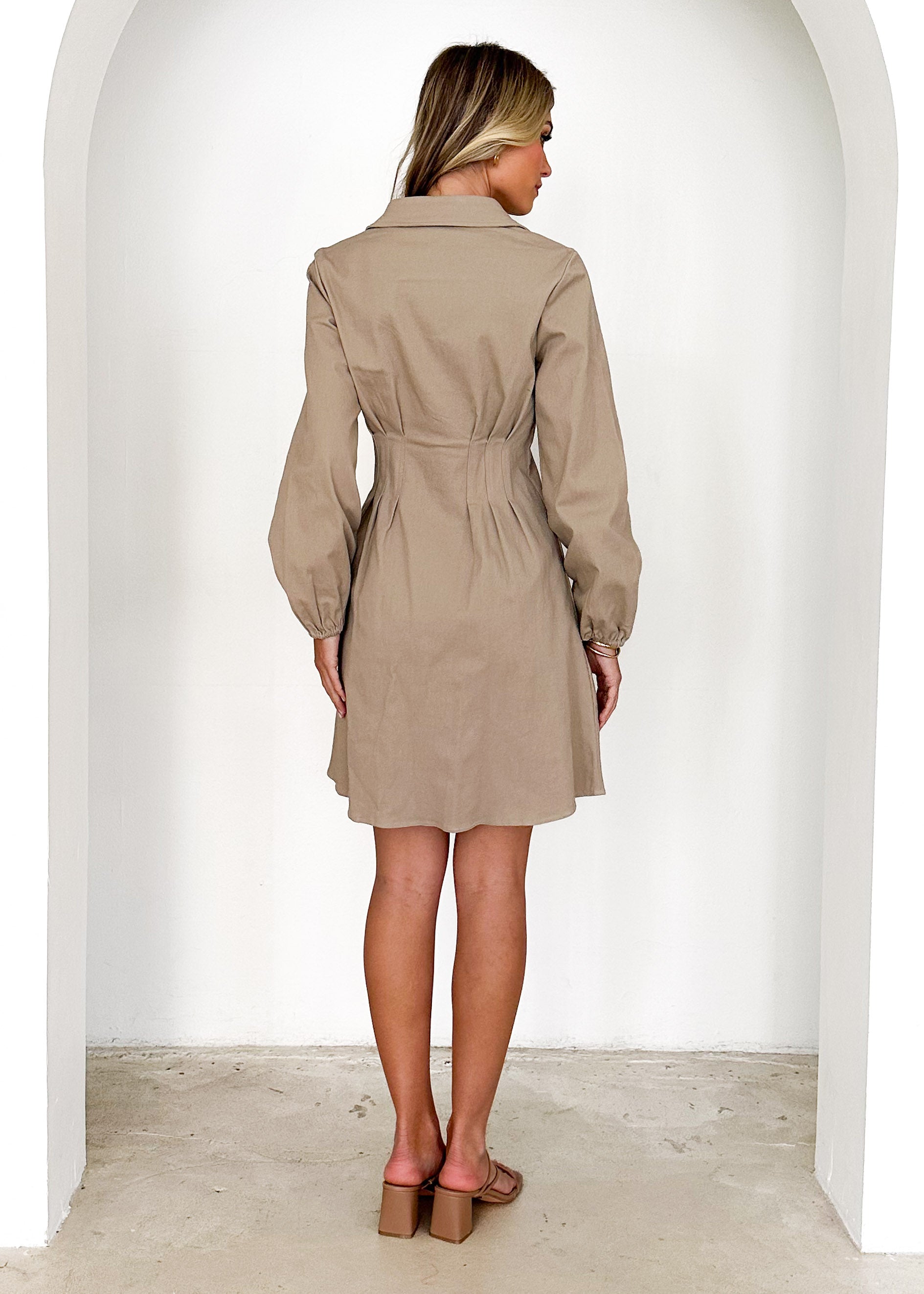 Enya Denim Dress - Beige