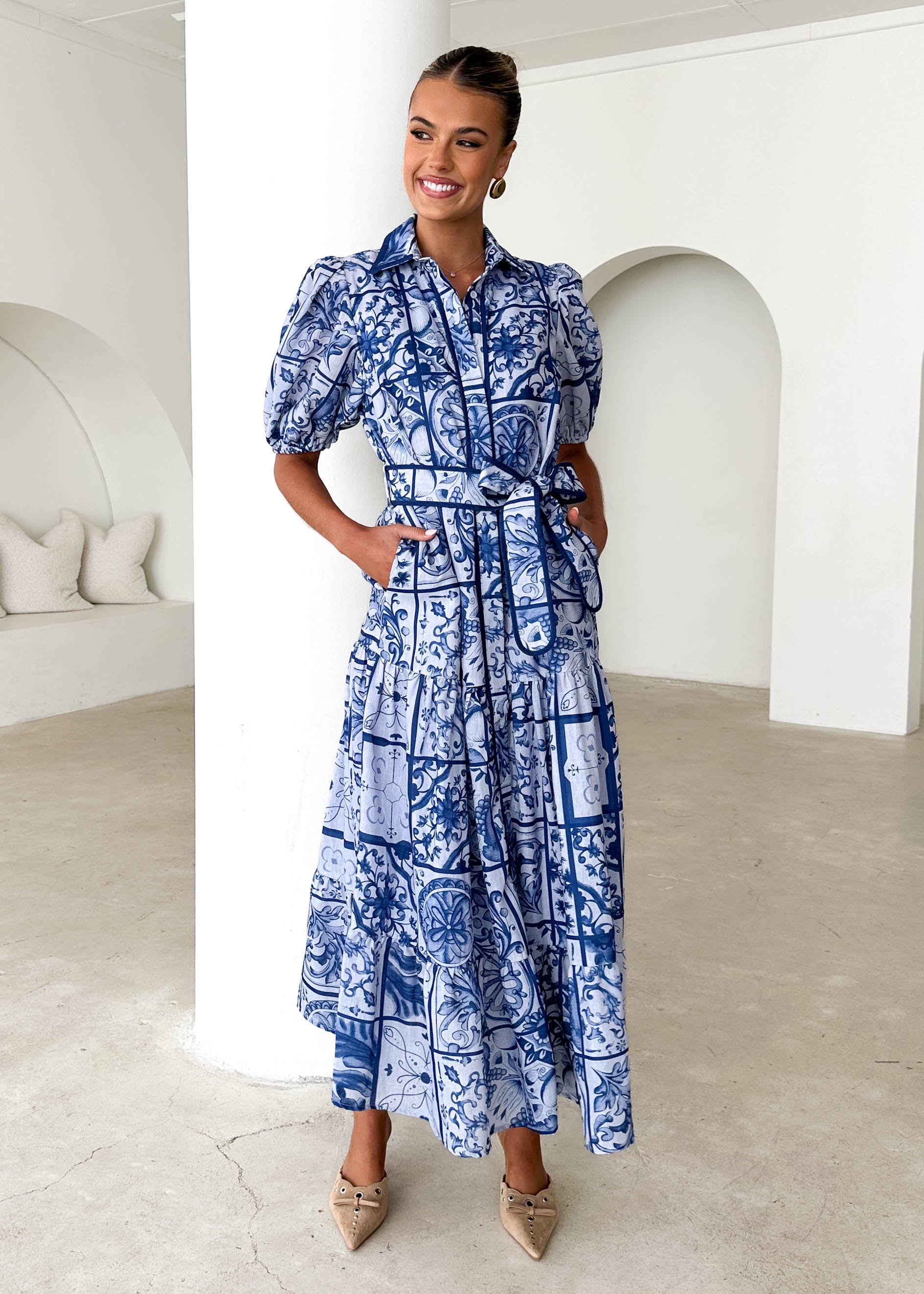 Deco Maxi Dress - Blue Tile