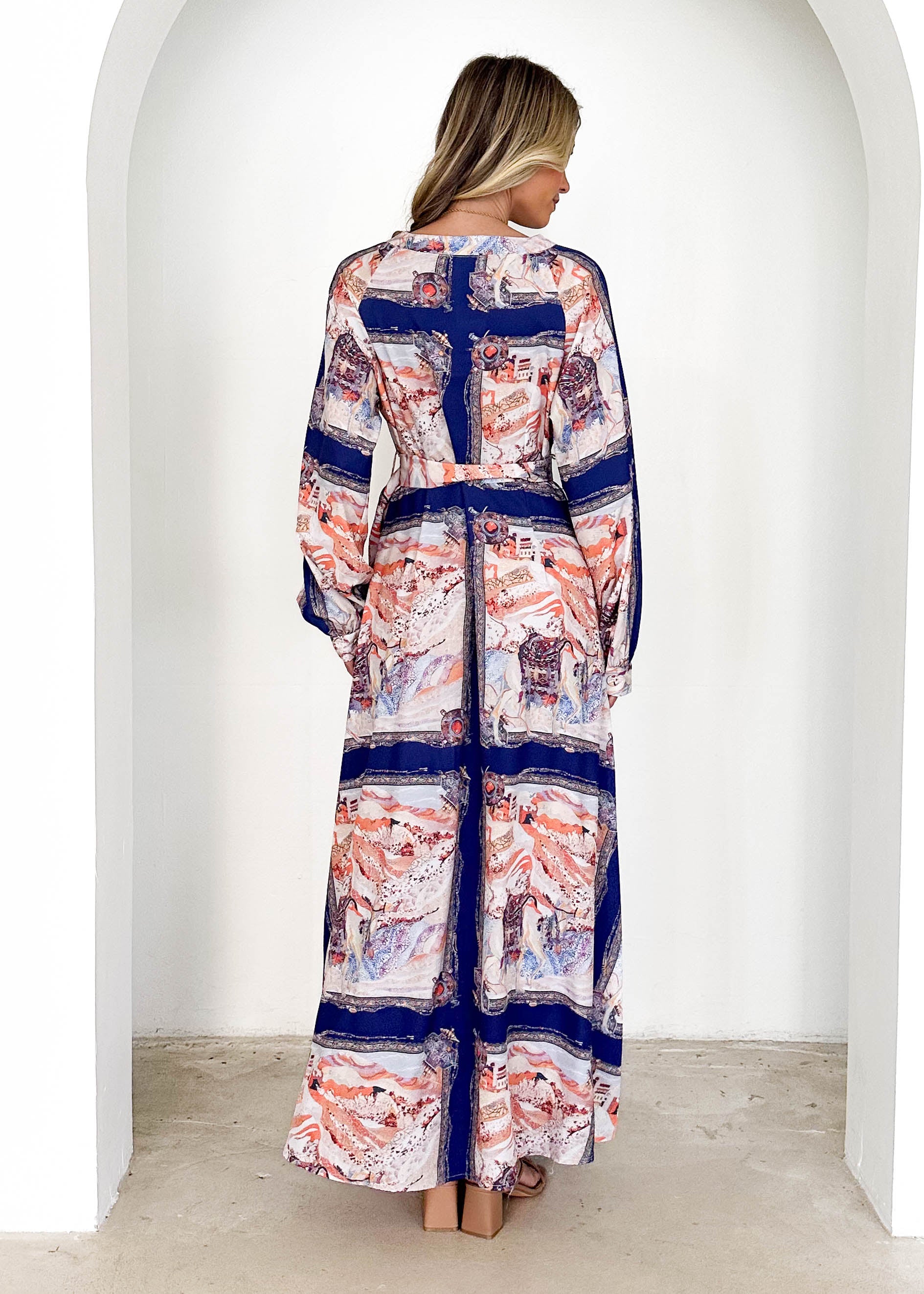 Amalie Maxi Dress - Navy Abstract