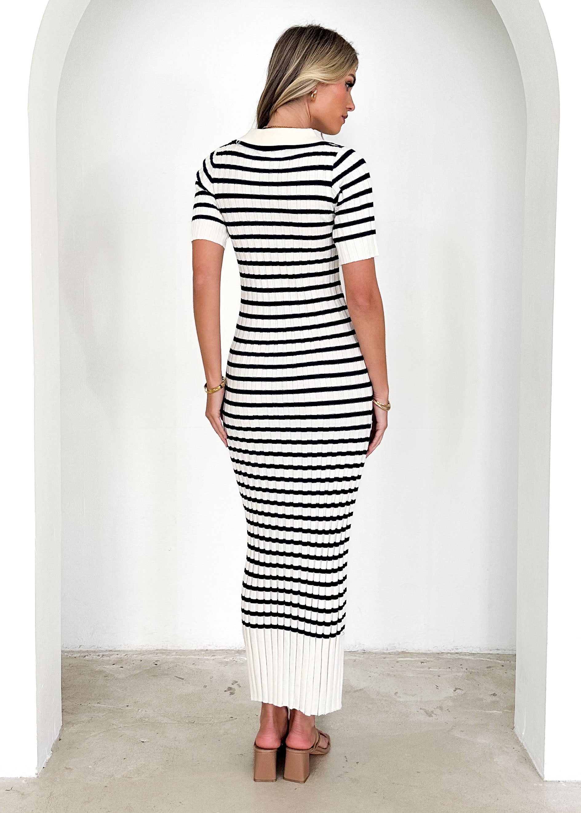 Franzine Knit Maxi Dress - Cream Stripe