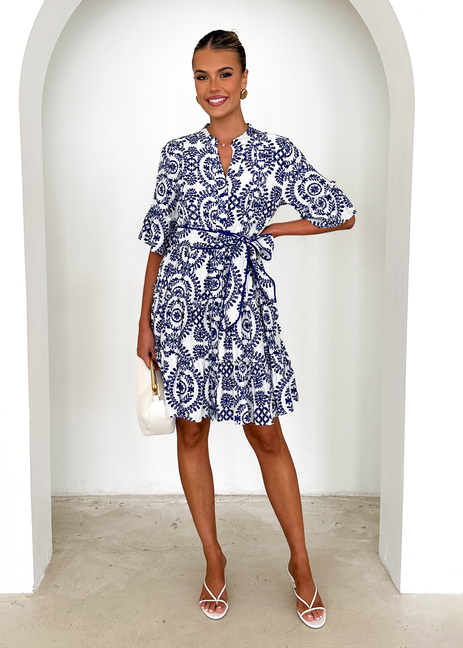 Vanni Dress - Navy Paisley