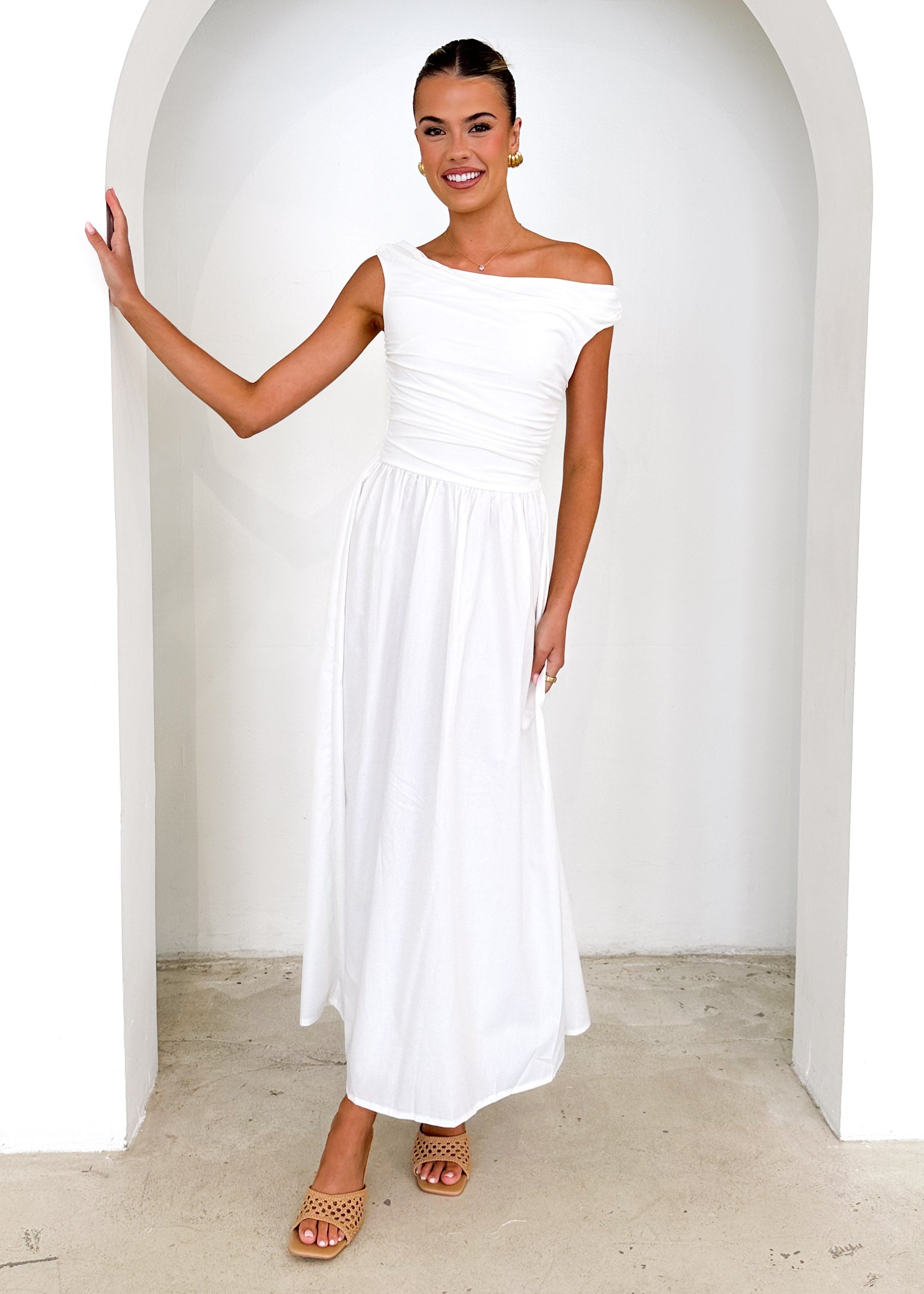 Innes Off Shoulder Maxi Dress - Off White