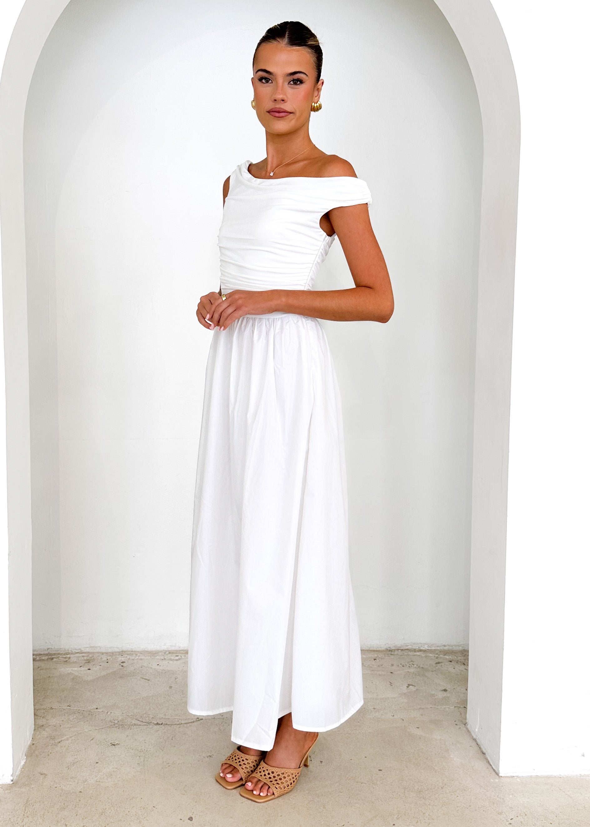 Innes Off Shoulder Maxi Dress - Off White