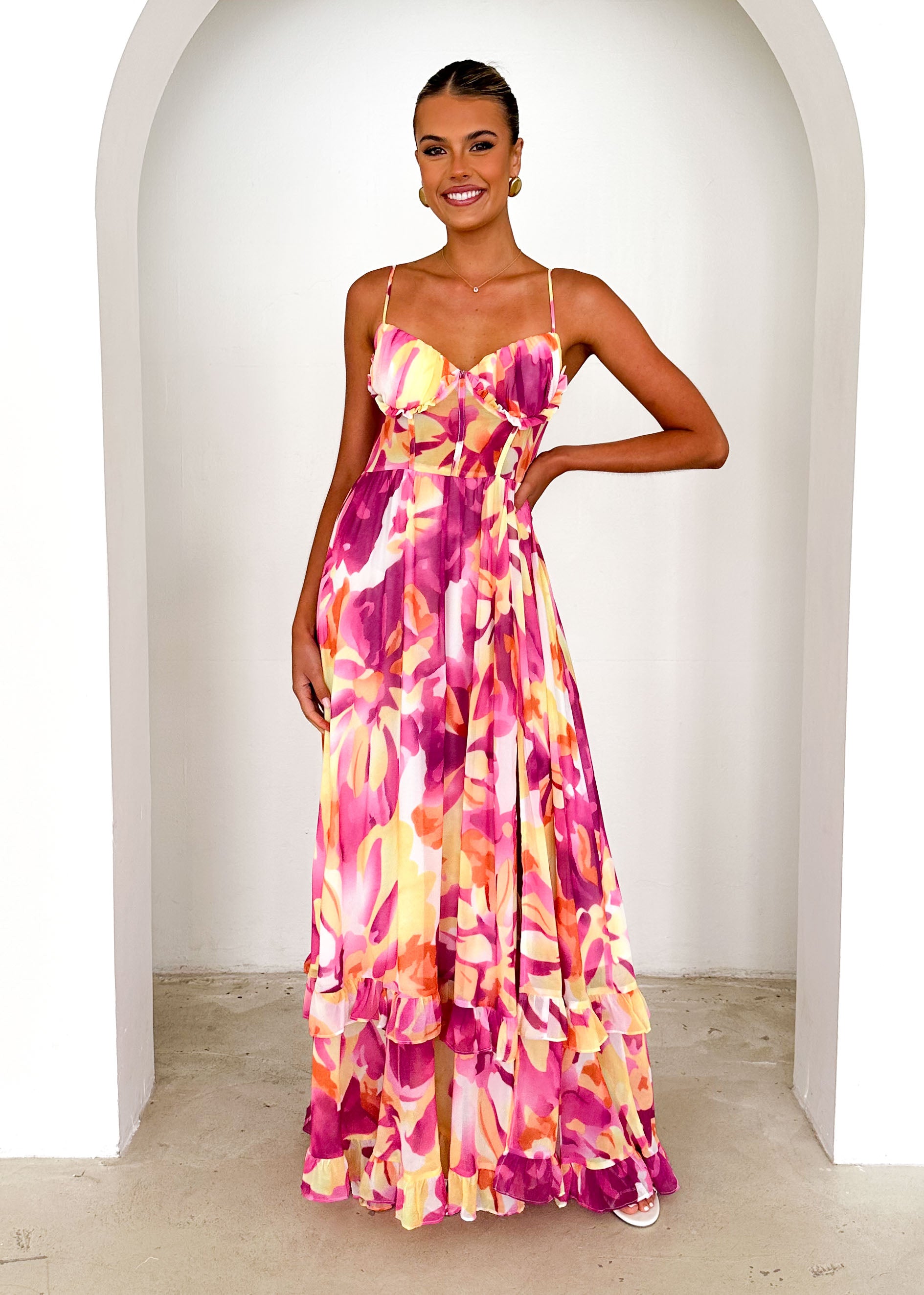 Iver Maxi Dress - Magenta Swirl