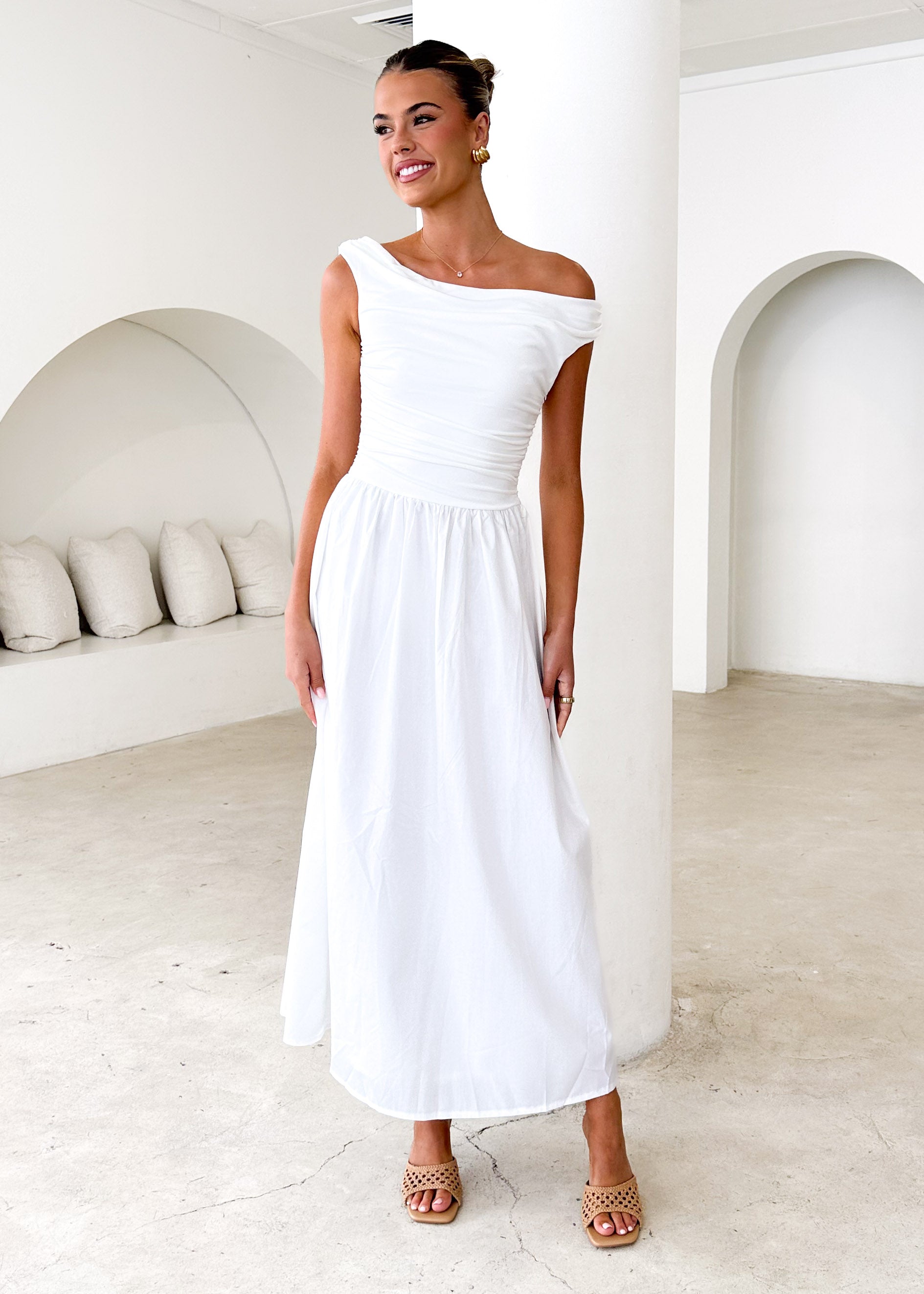 Innes Off Shoulder Maxi Dress - Off White