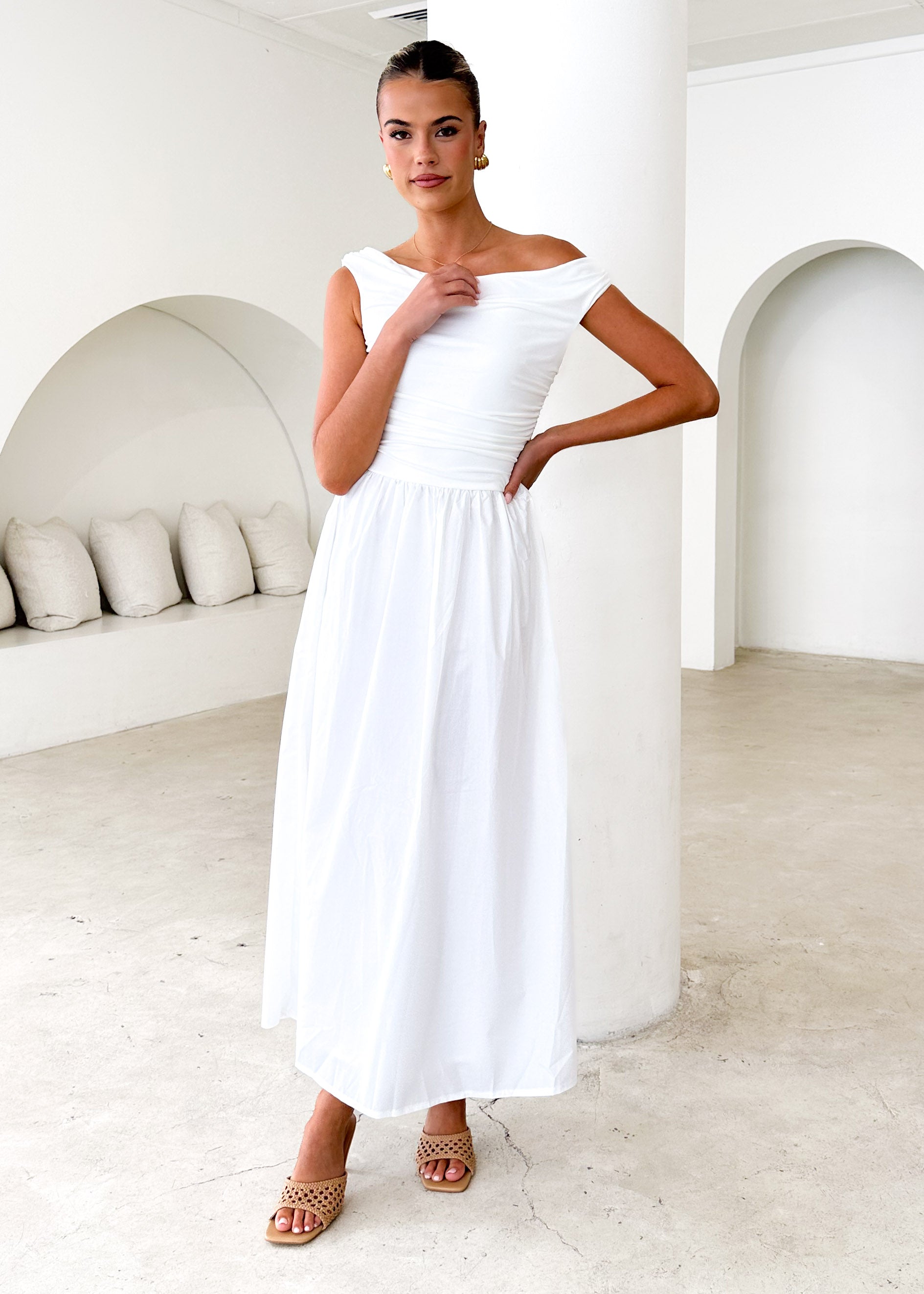 Innes Off Shoulder Maxi Dress - Off White