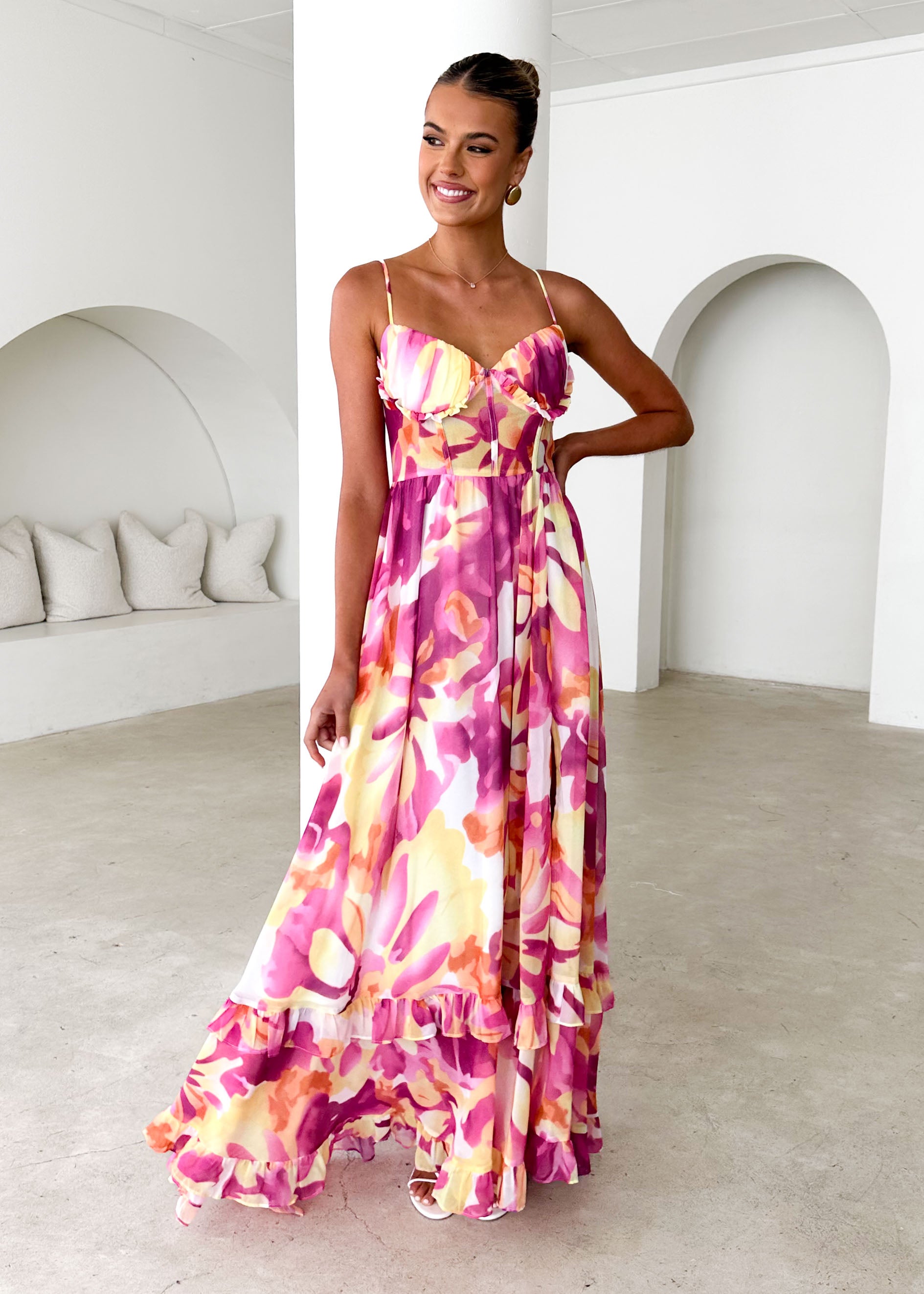 Iver Maxi Dress - Magenta Swirl