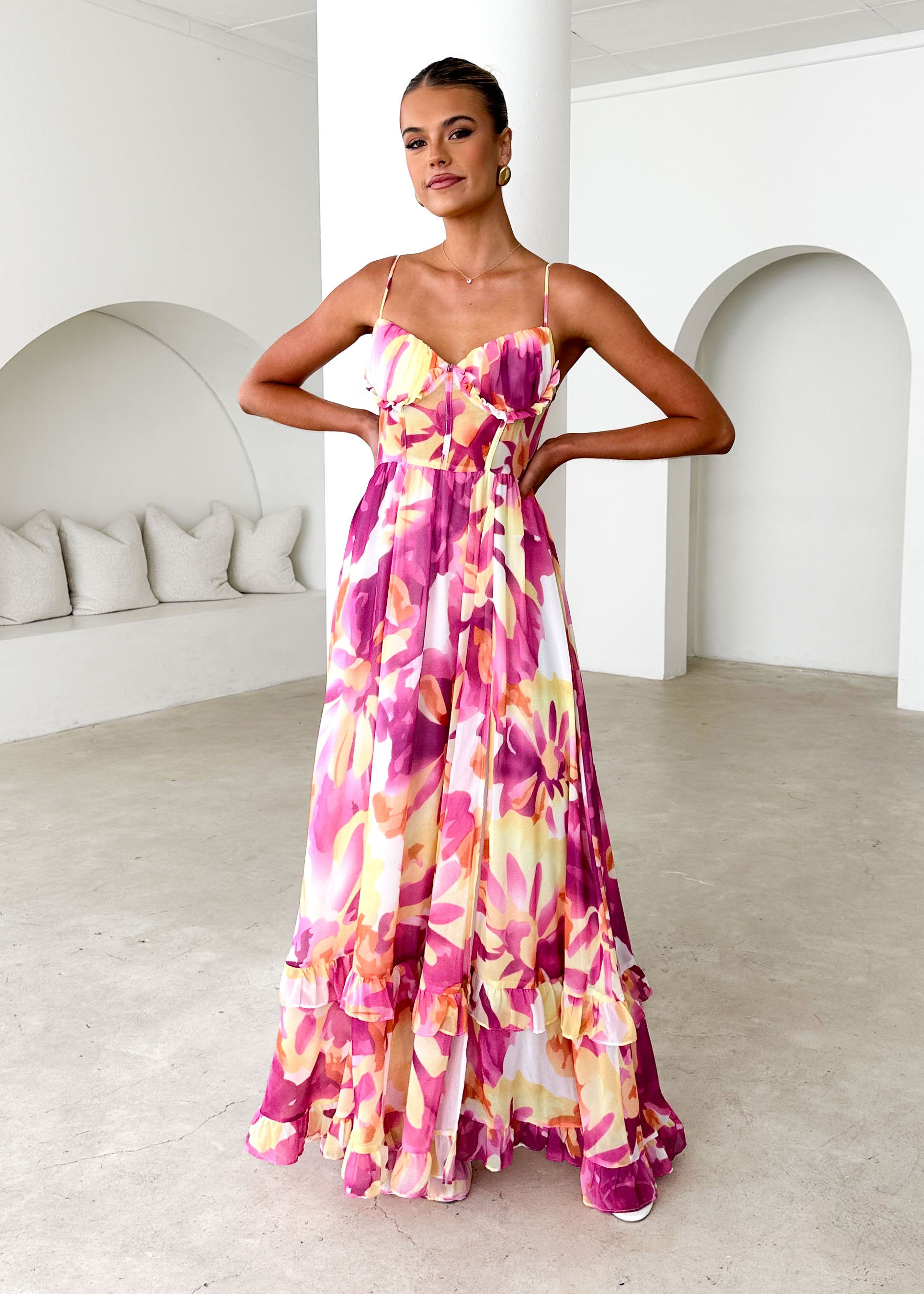 Iver Maxi Dress - Magenta Swirl