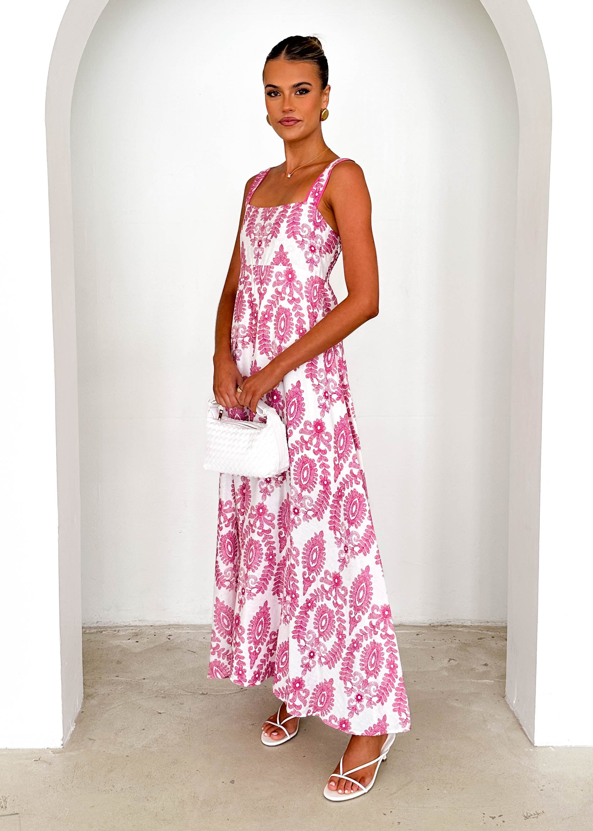 Wisteria Maxi Dress - Pink Abstract