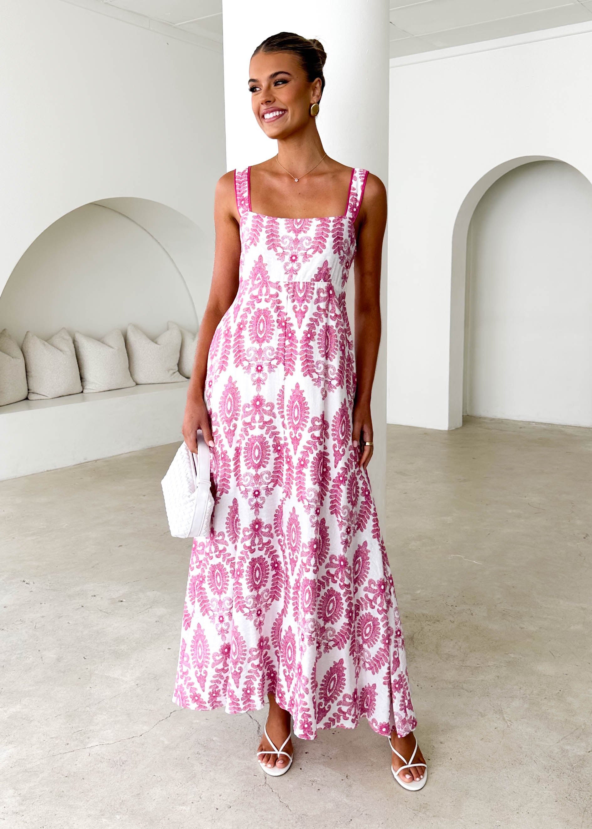 Wisteria Maxi Dress - Pink Abstract