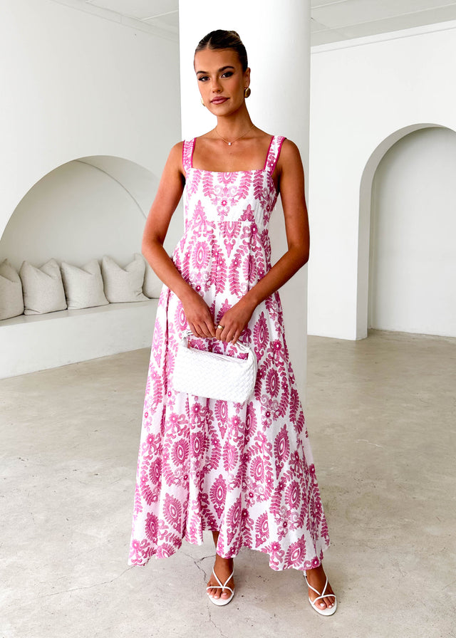 Wisteria Maxi Dress - Pink Abstract