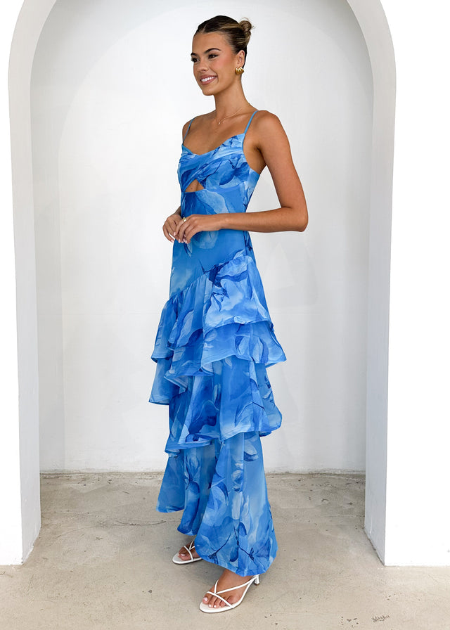 Florida Maxi Dress - Blue Abstract