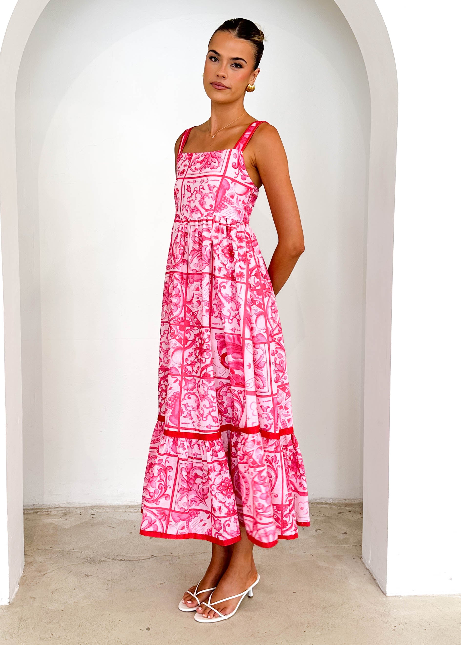 Diaz Maxi Dress - Pink Tile