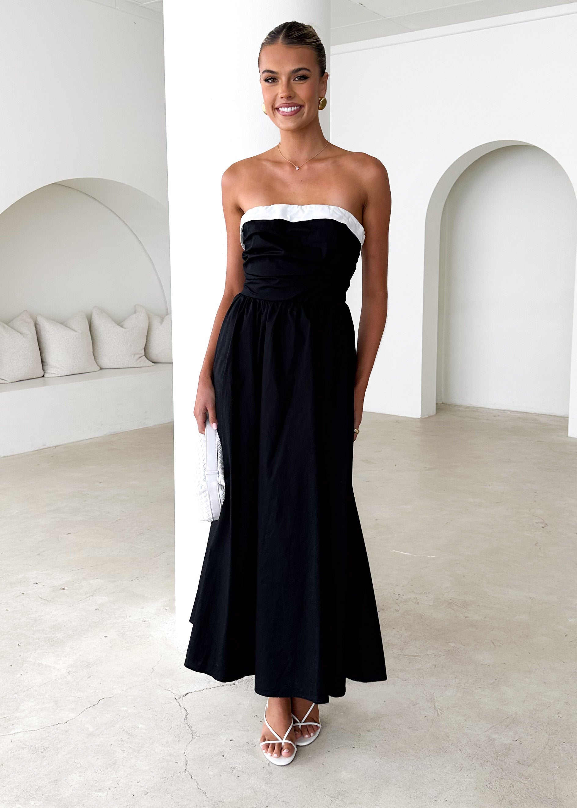 Sahara Strapless Midi Dress - Black