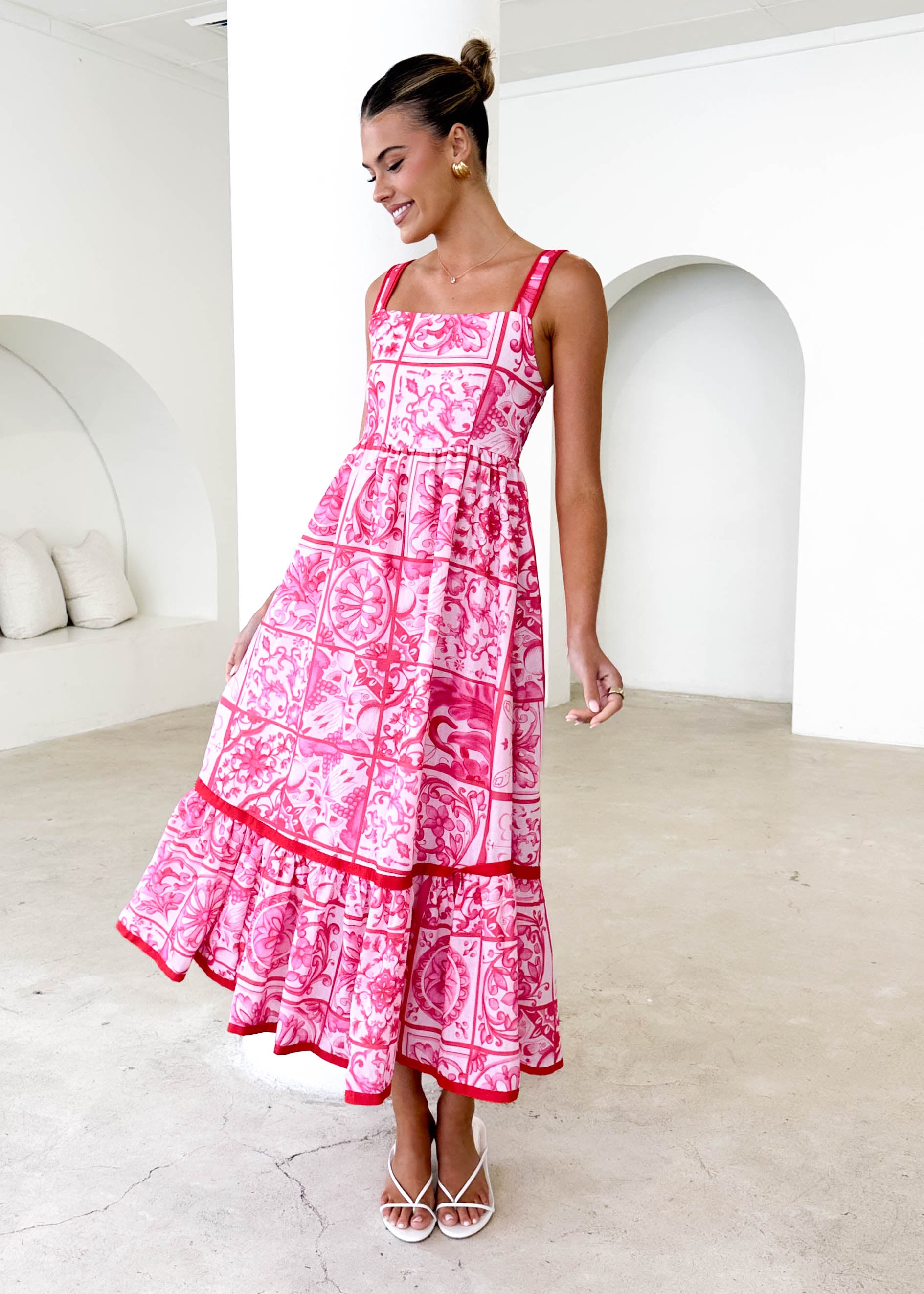 Diaz Maxi Dress - Pink Tile