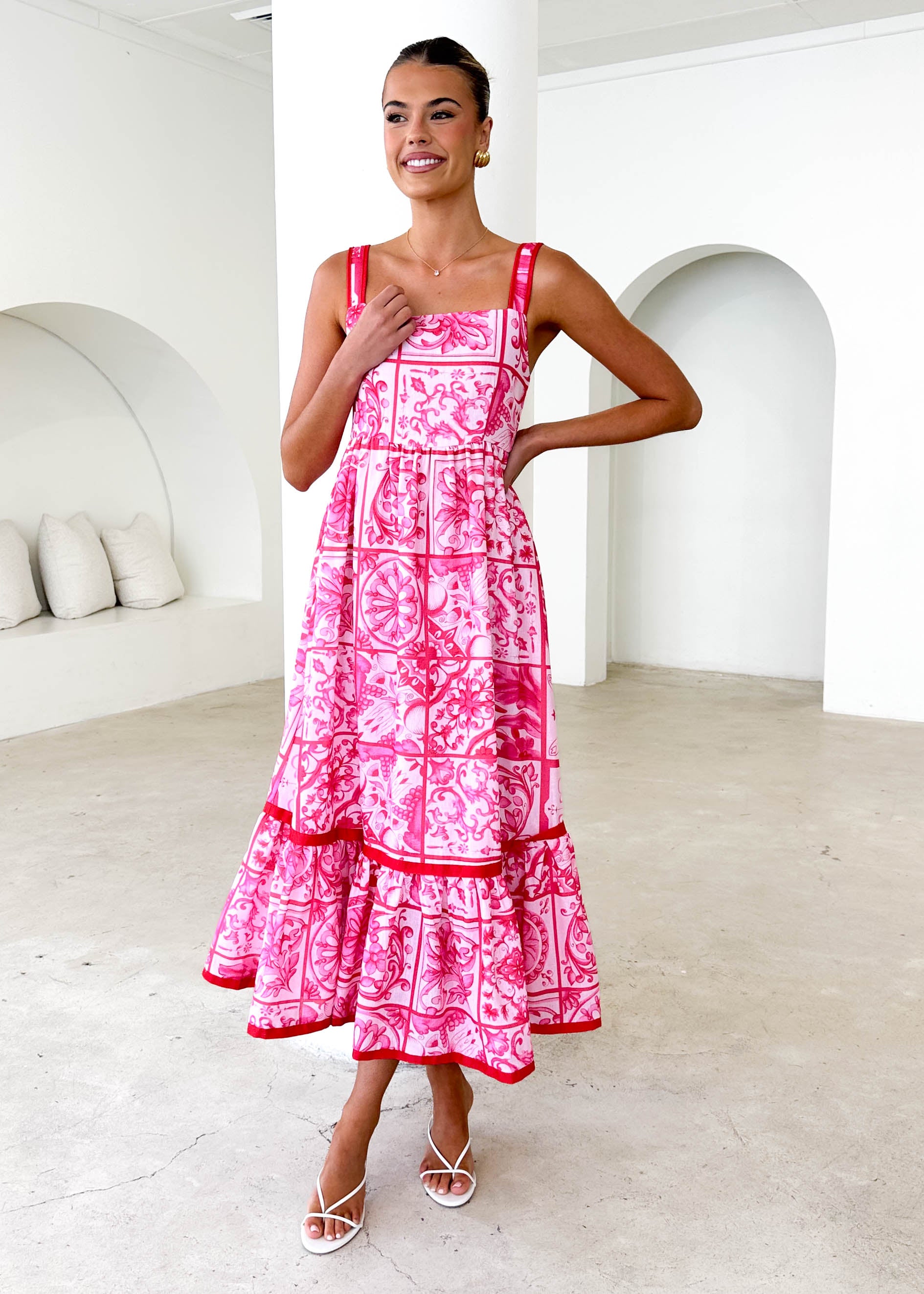 Diaz Maxi Dress - Pink Tile