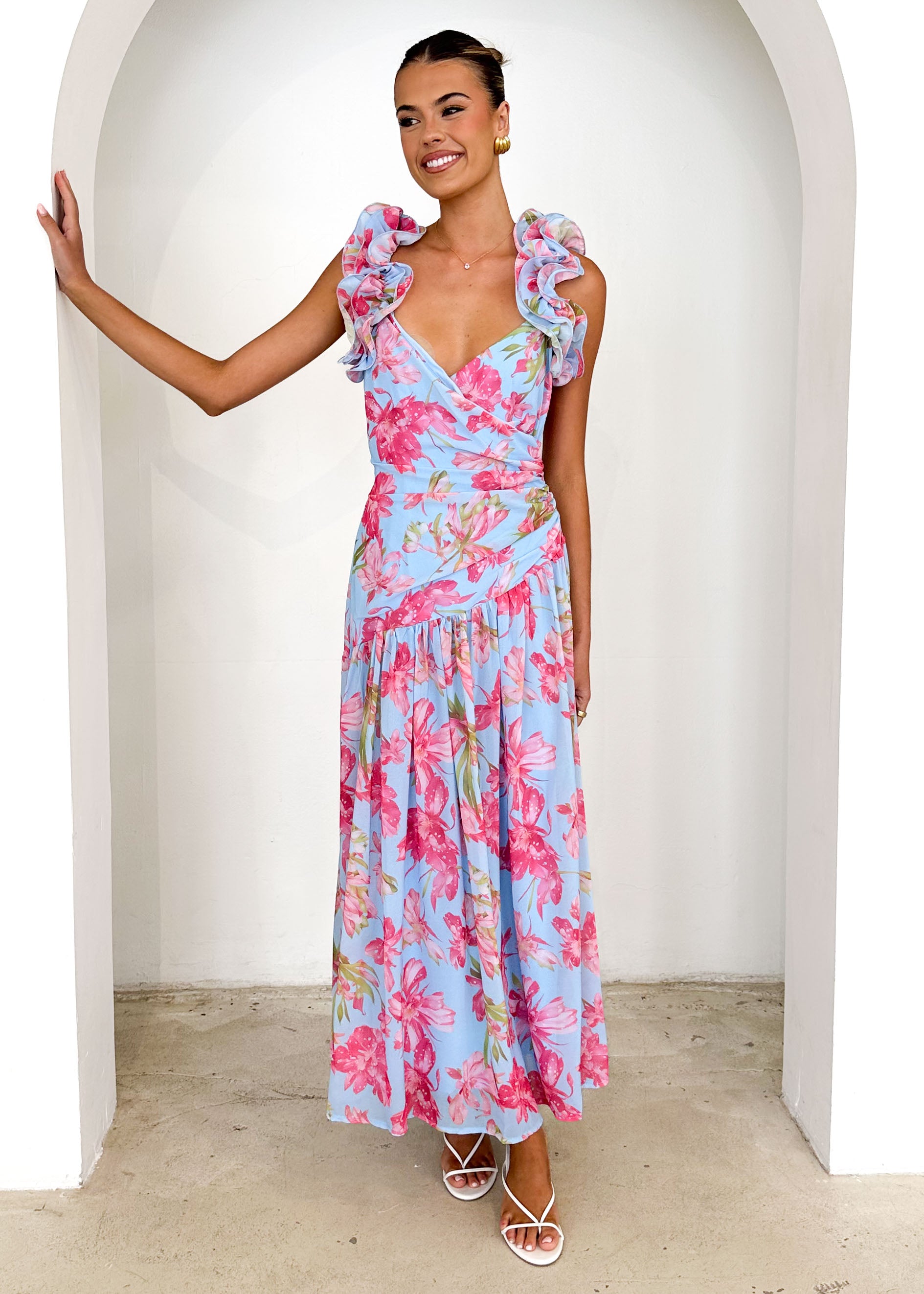 Lucine Maxi Dress - Blue Floral