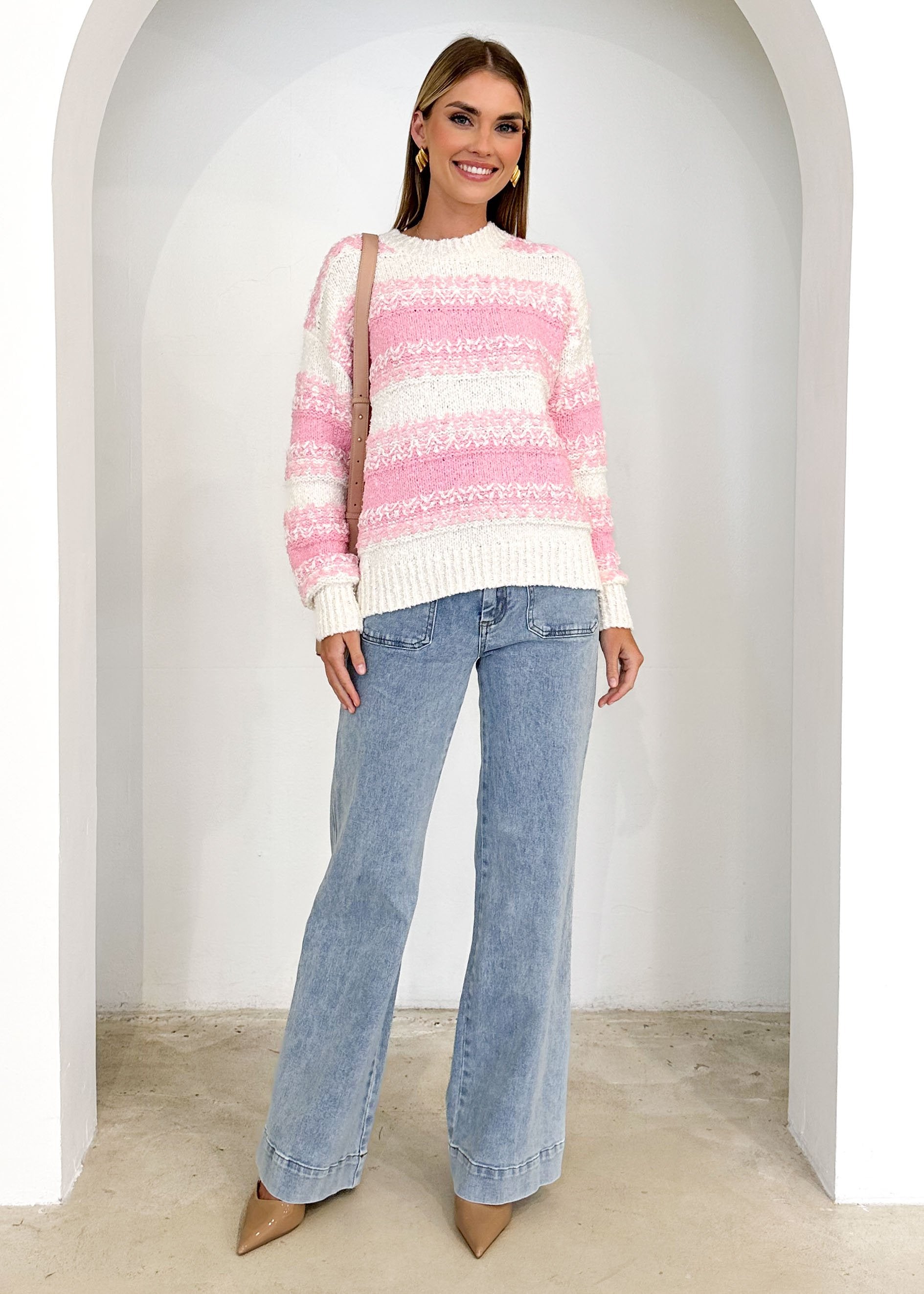 Caspian Sweater - Pink Stripe