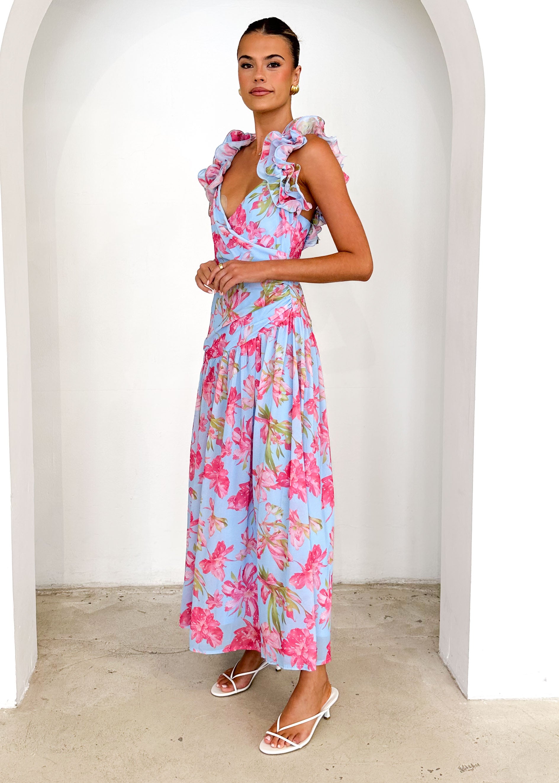 Lucine Maxi Dress - Blue Floral