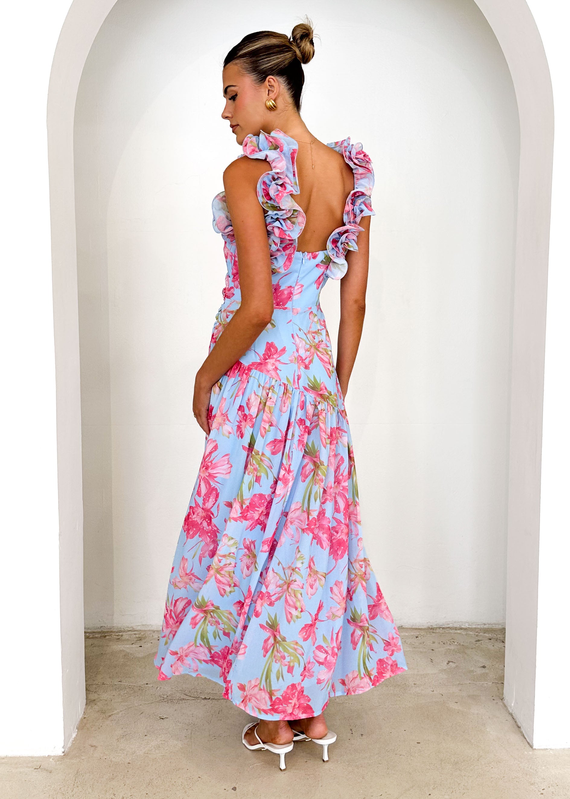 Lucine Maxi Dress - Blue Floral