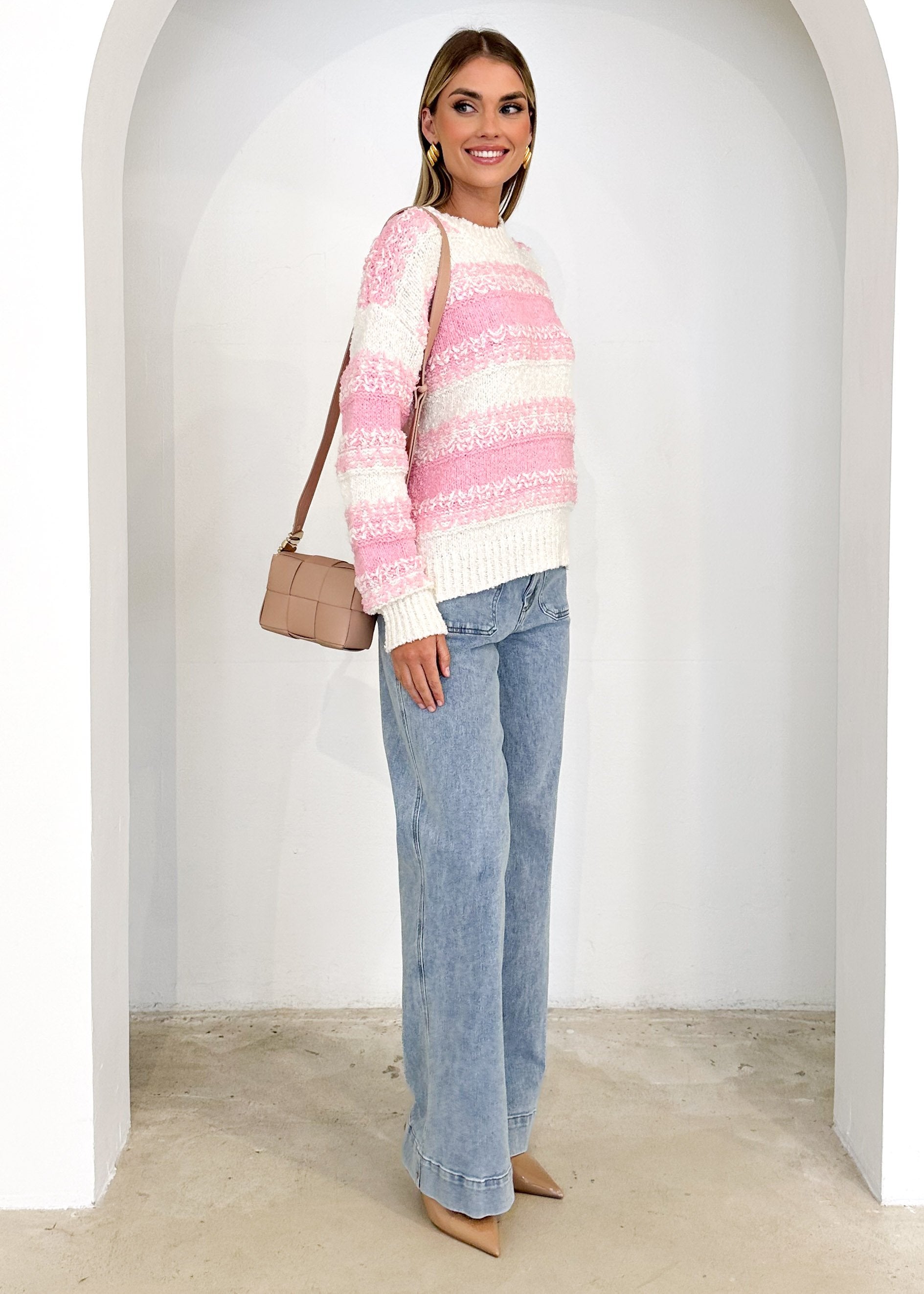 Caspian Sweater - Pink Stripe