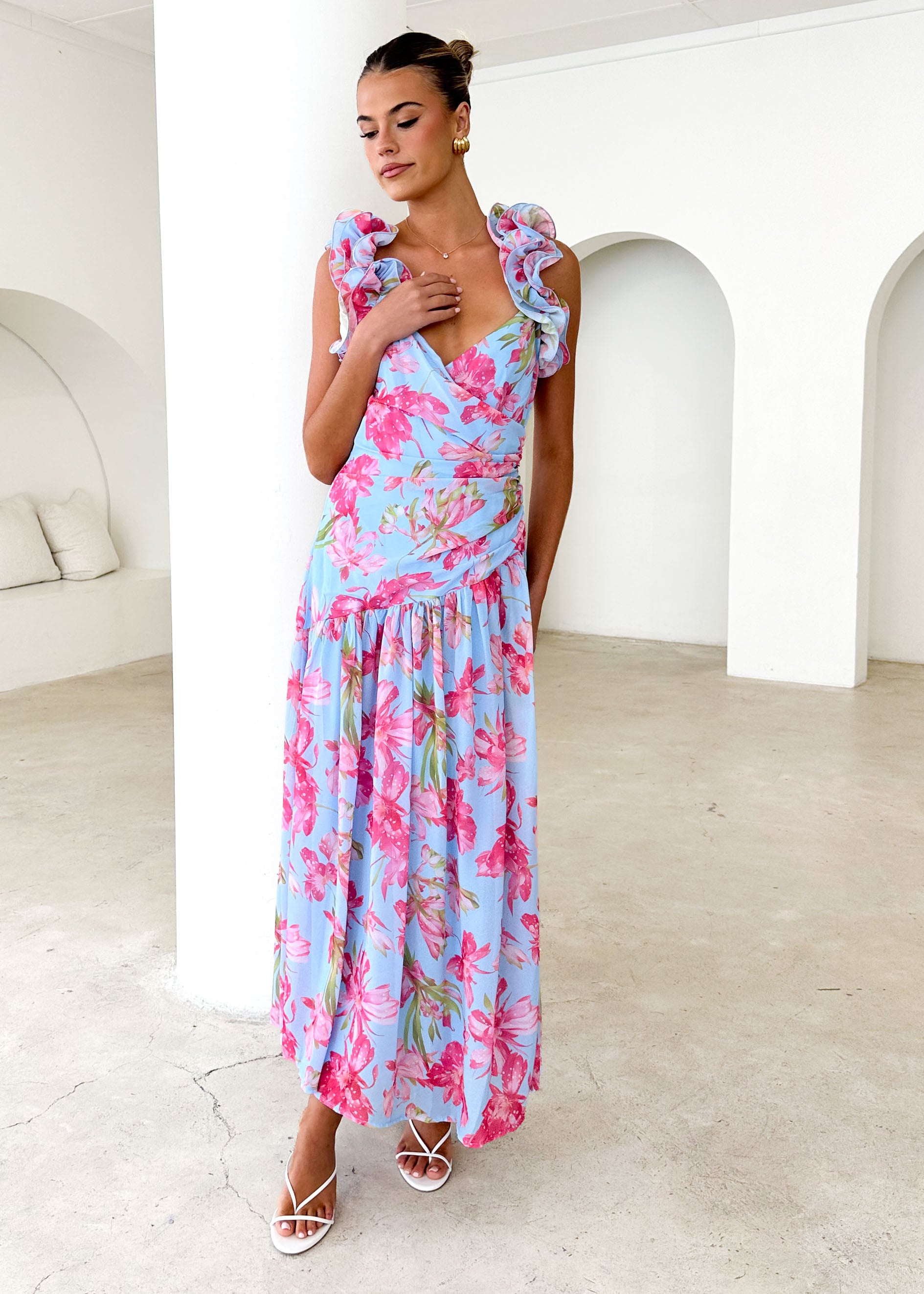 Lucine Maxi Dress - Blue Floral