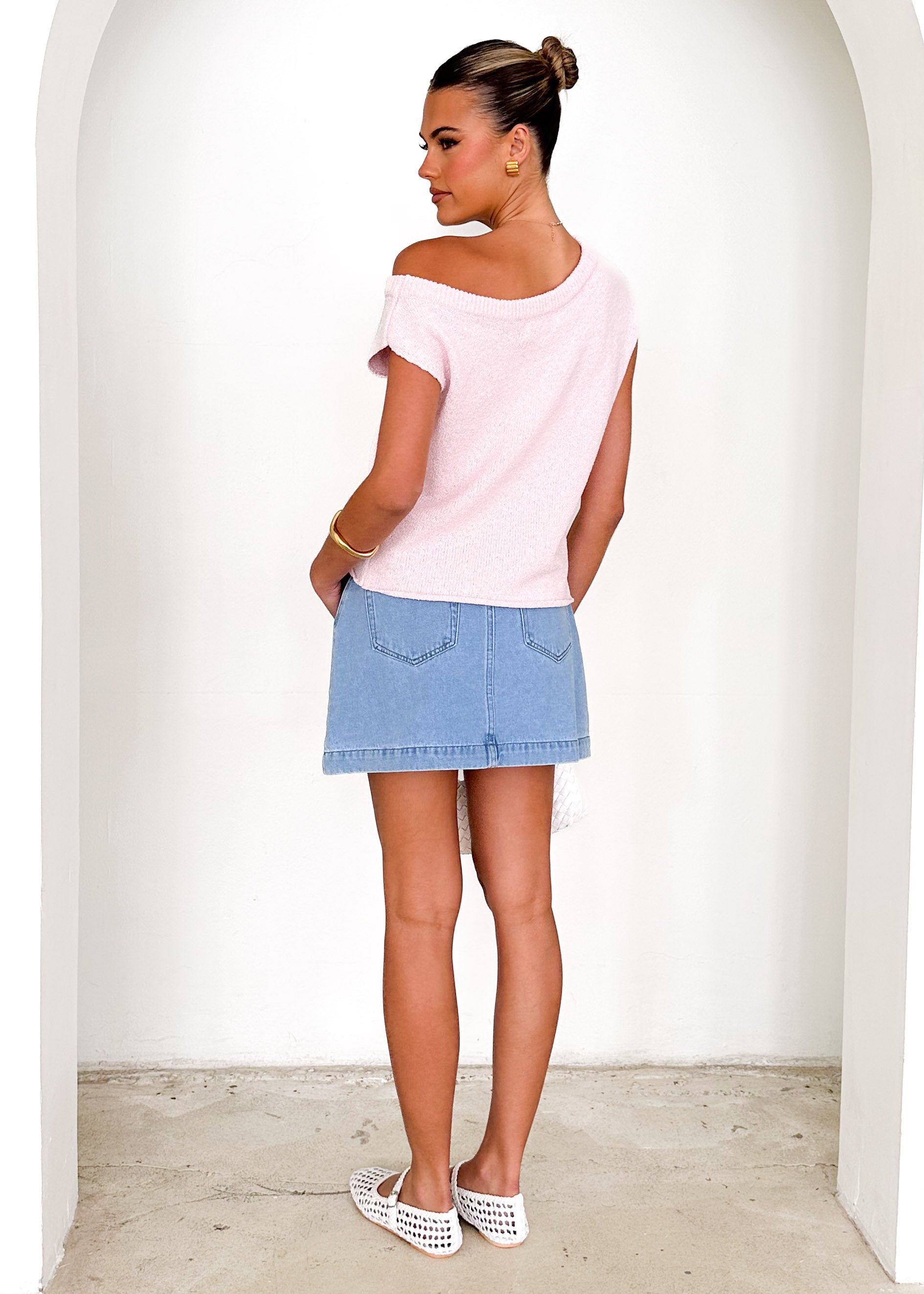 Taissa One Shoulder Knit Top - Blush