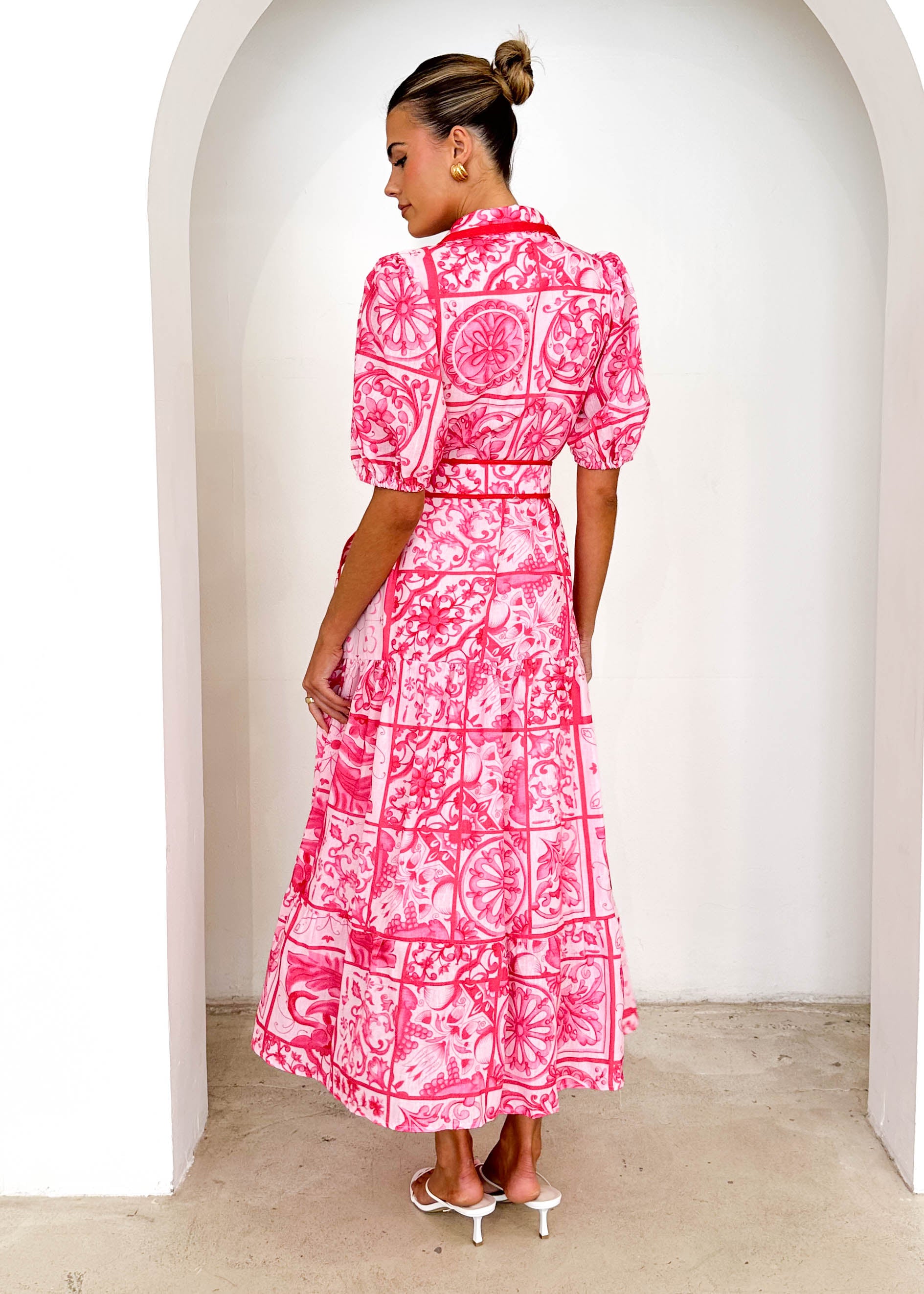 Deco Maxi Dress - Pink Tile