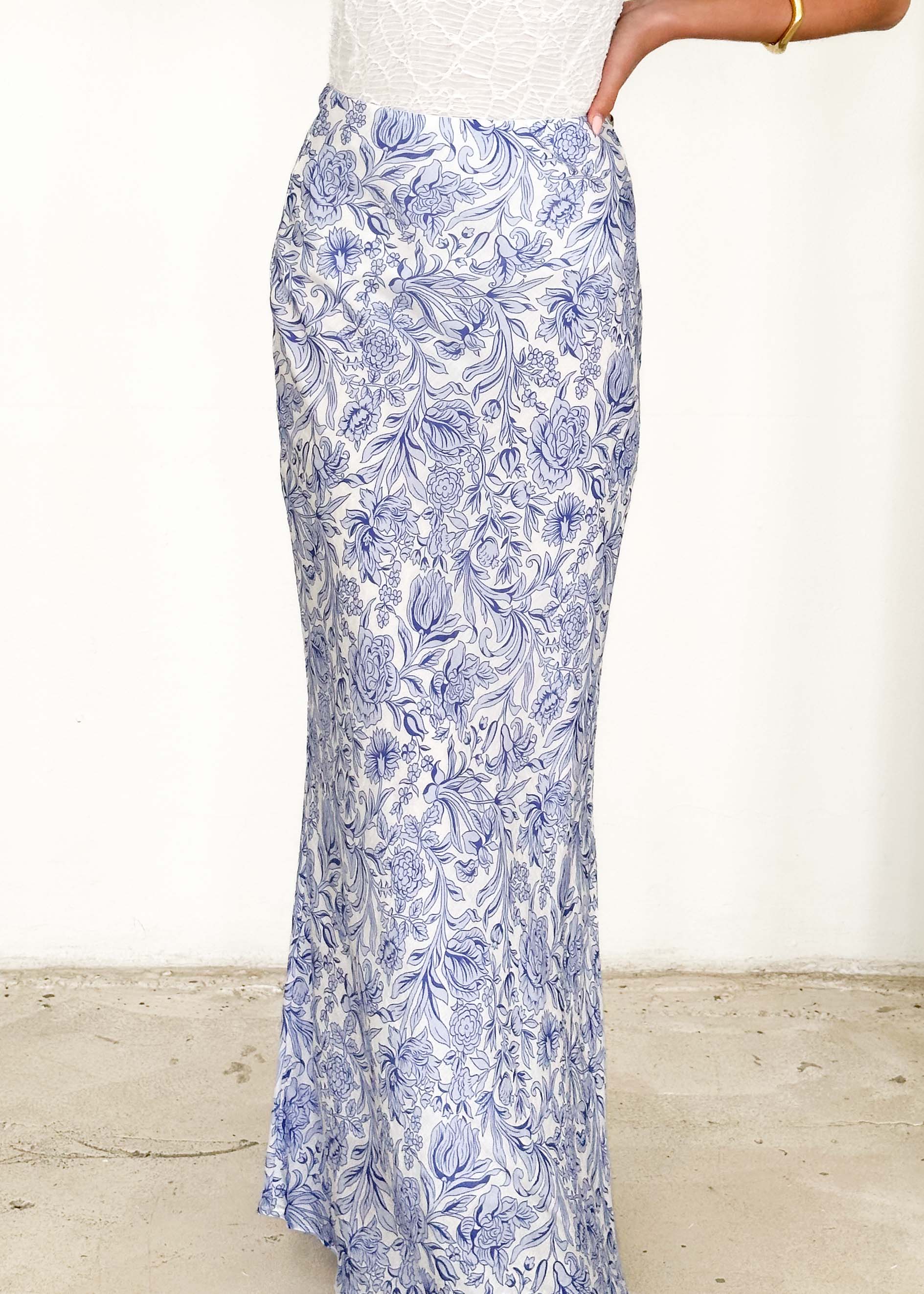 Tammy Maxi Skirt - Blue Floral