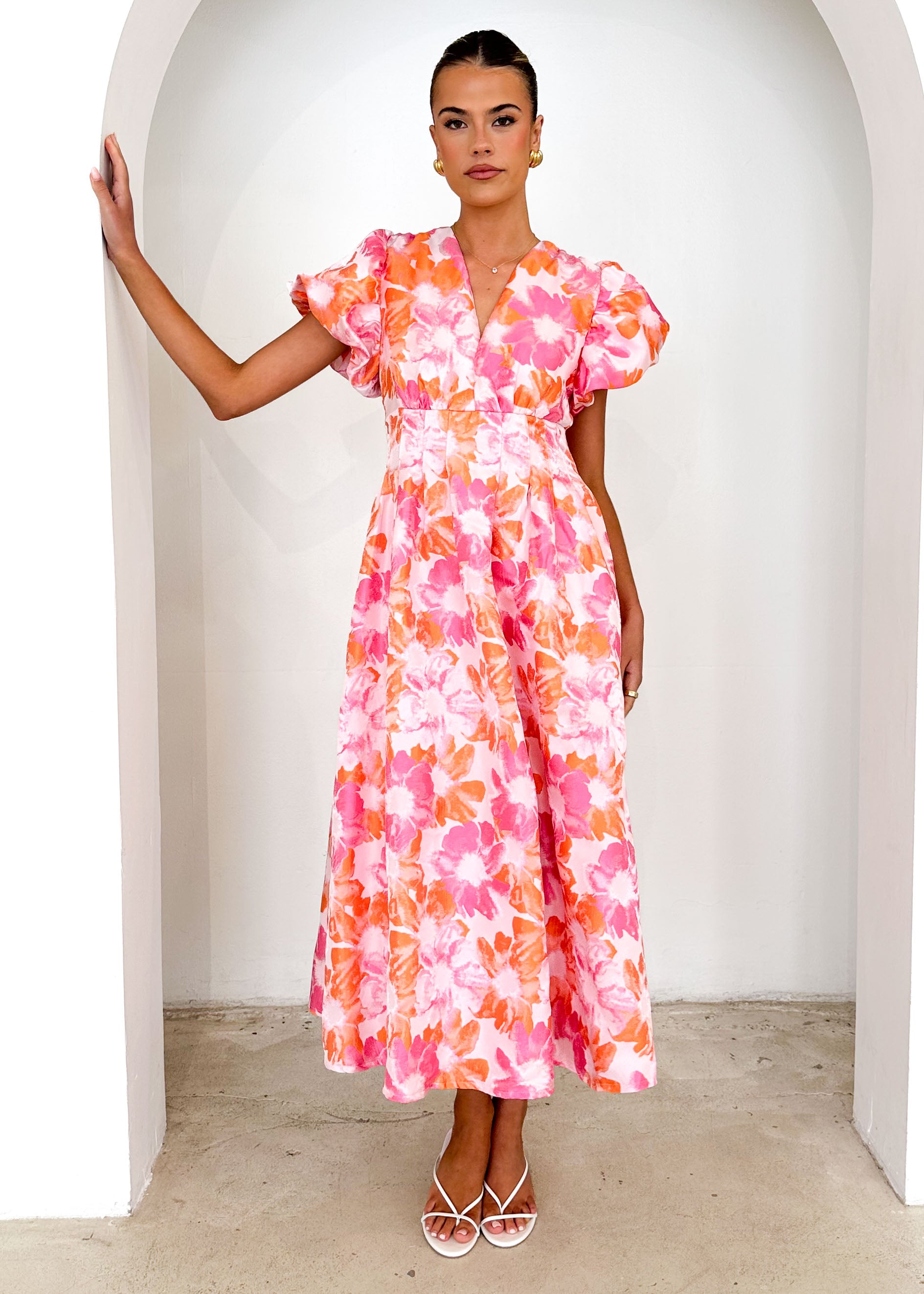 Baske Midi Dress - Sunset Floral