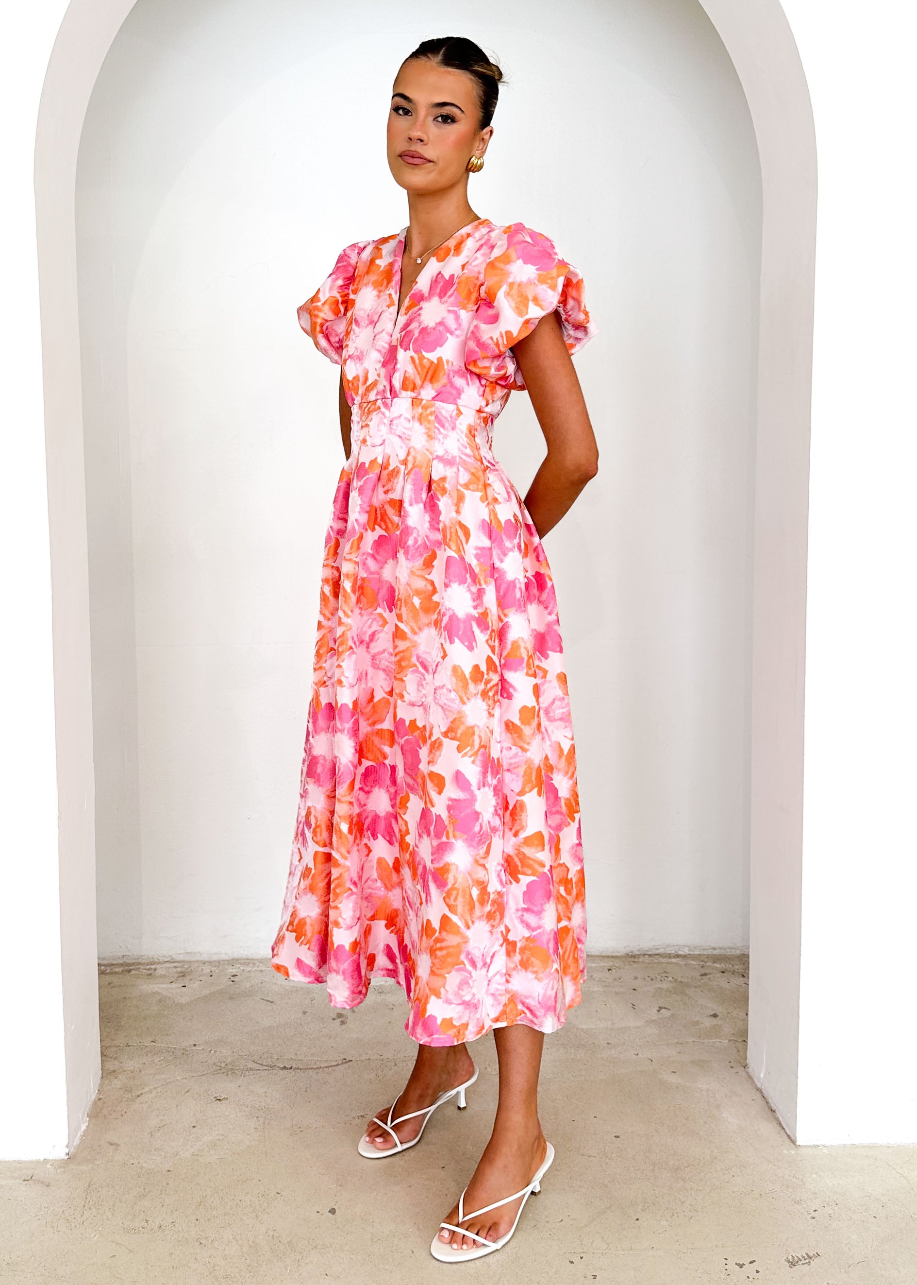 Baske Midi Dress - Sunset Floral