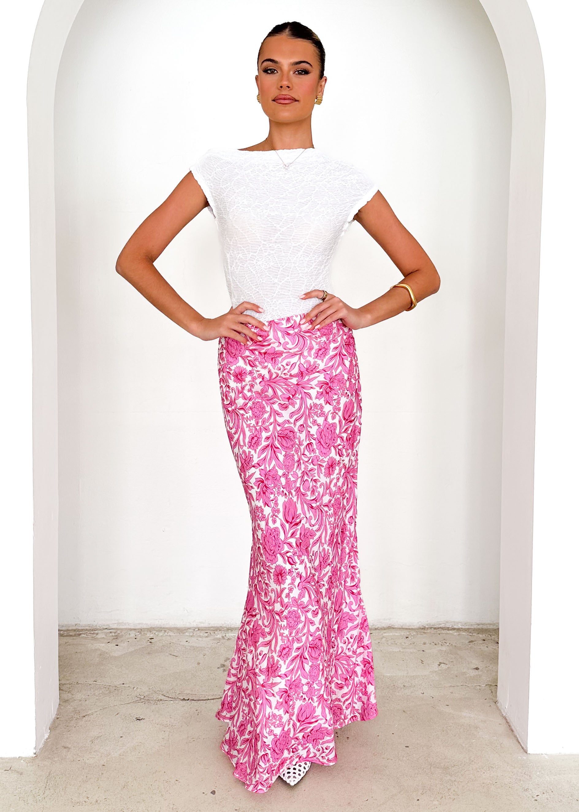 Tammy Maxi Skirt - Pink Floral