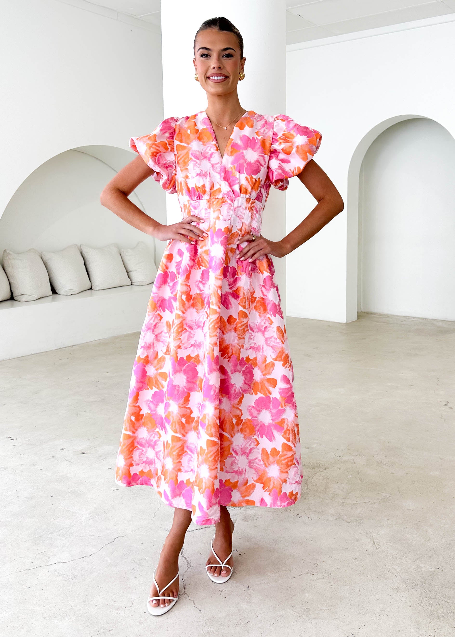 Baske Midi Dress - Sunset Floral