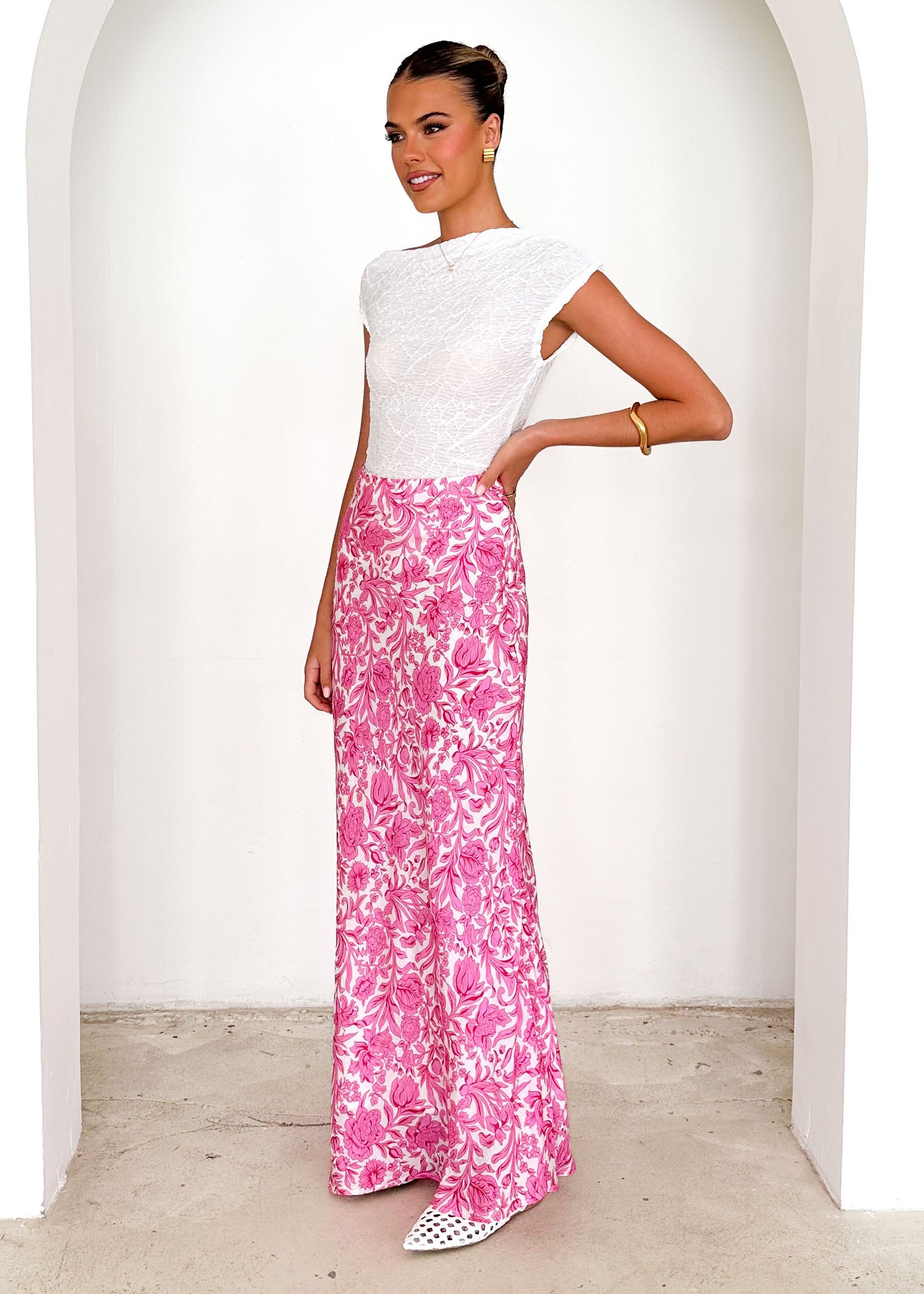 Tammy Maxi Skirt - Pink Floral