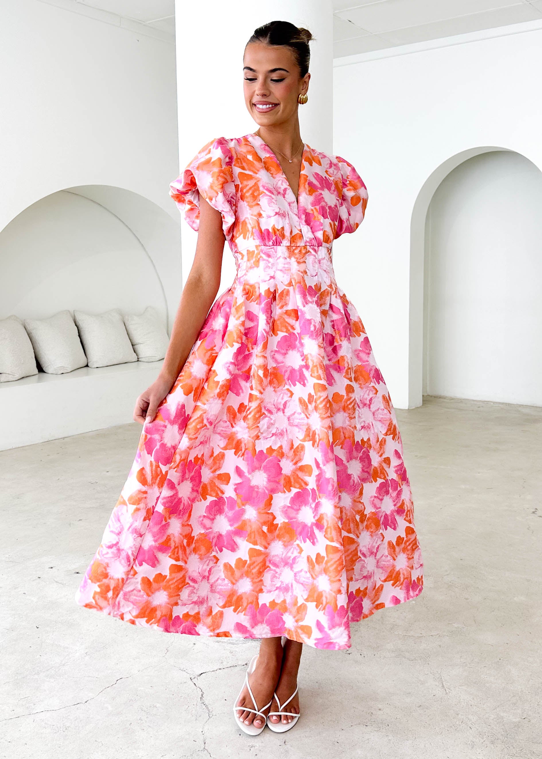 Baske Midi Dress - Sunset Floral